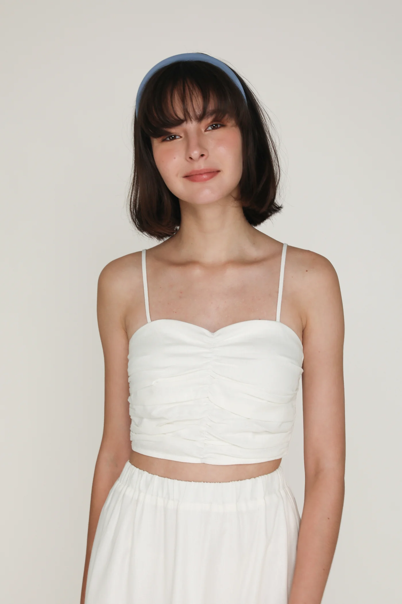 Polina Ruched Linen Crop Top - Image 3
