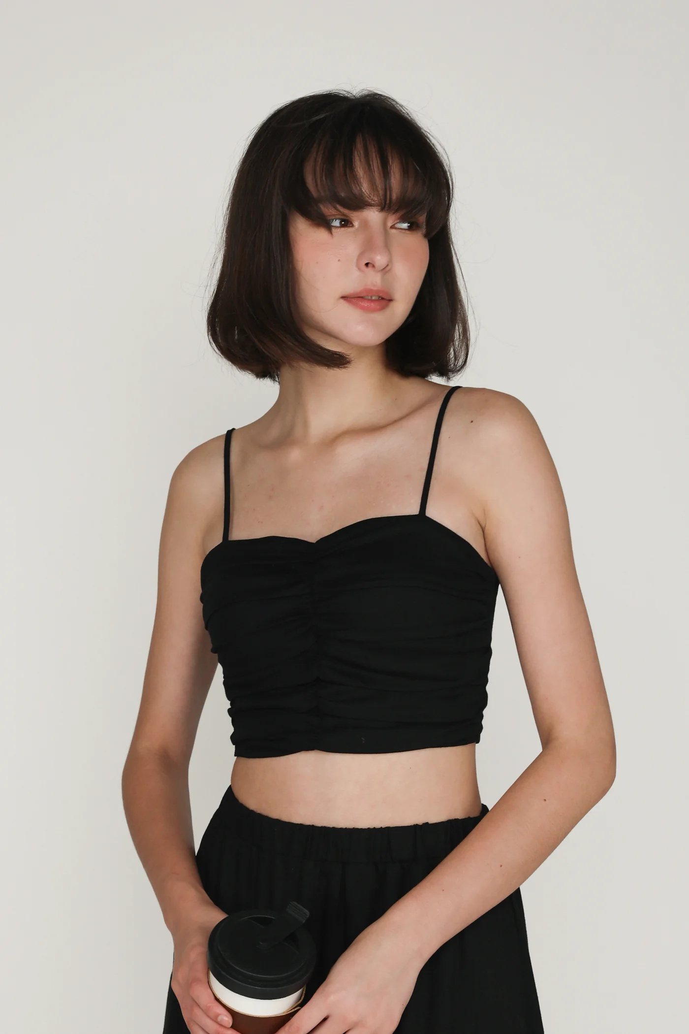 Polina Ruched Linen Crop Top - Image 8