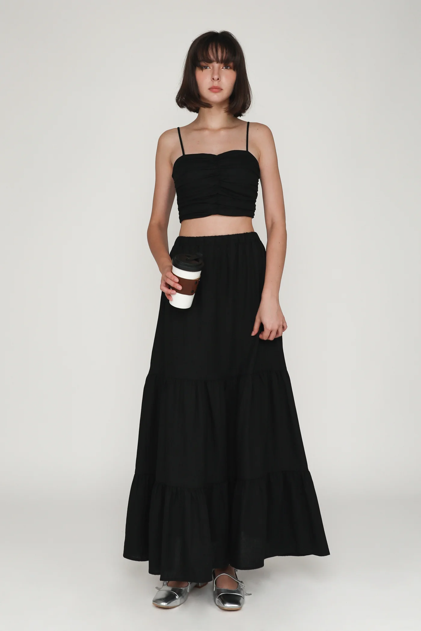 Polina Ruched Linen Crop Top - Image 9