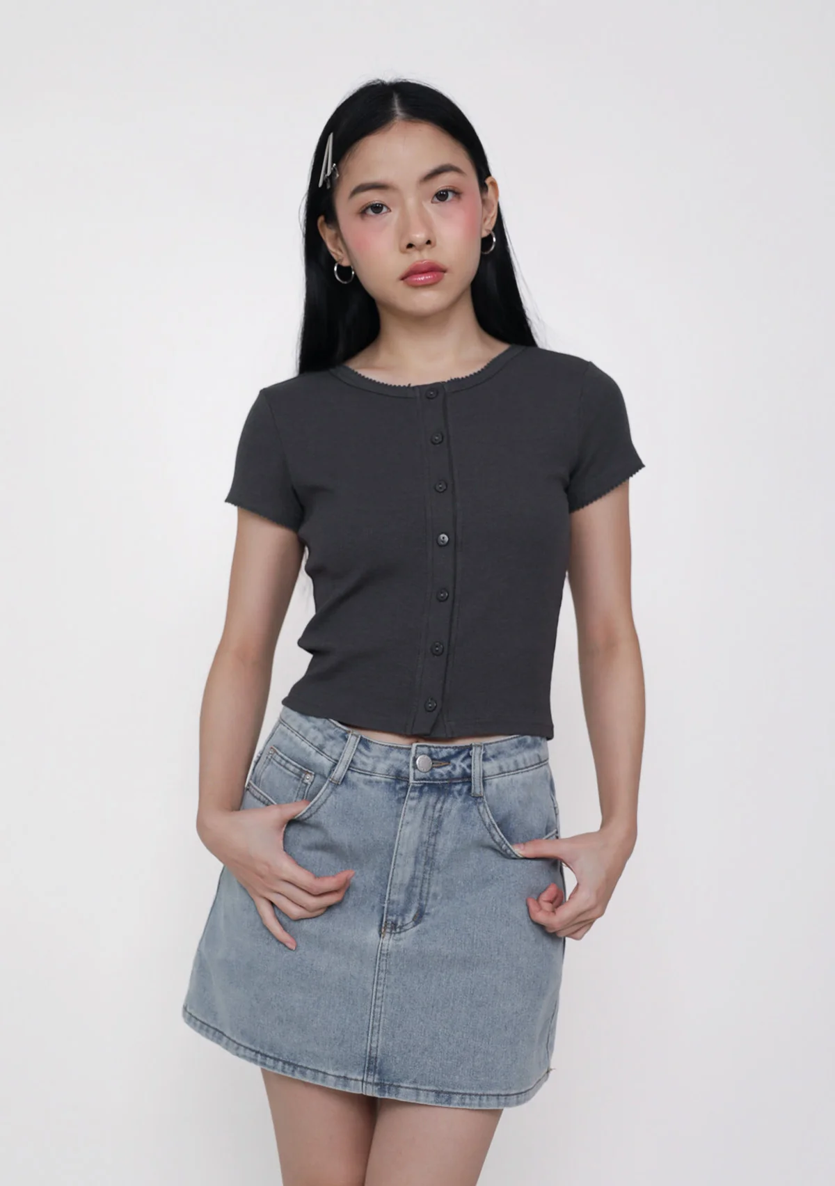 Mito Ribbed Button Top - Image 6