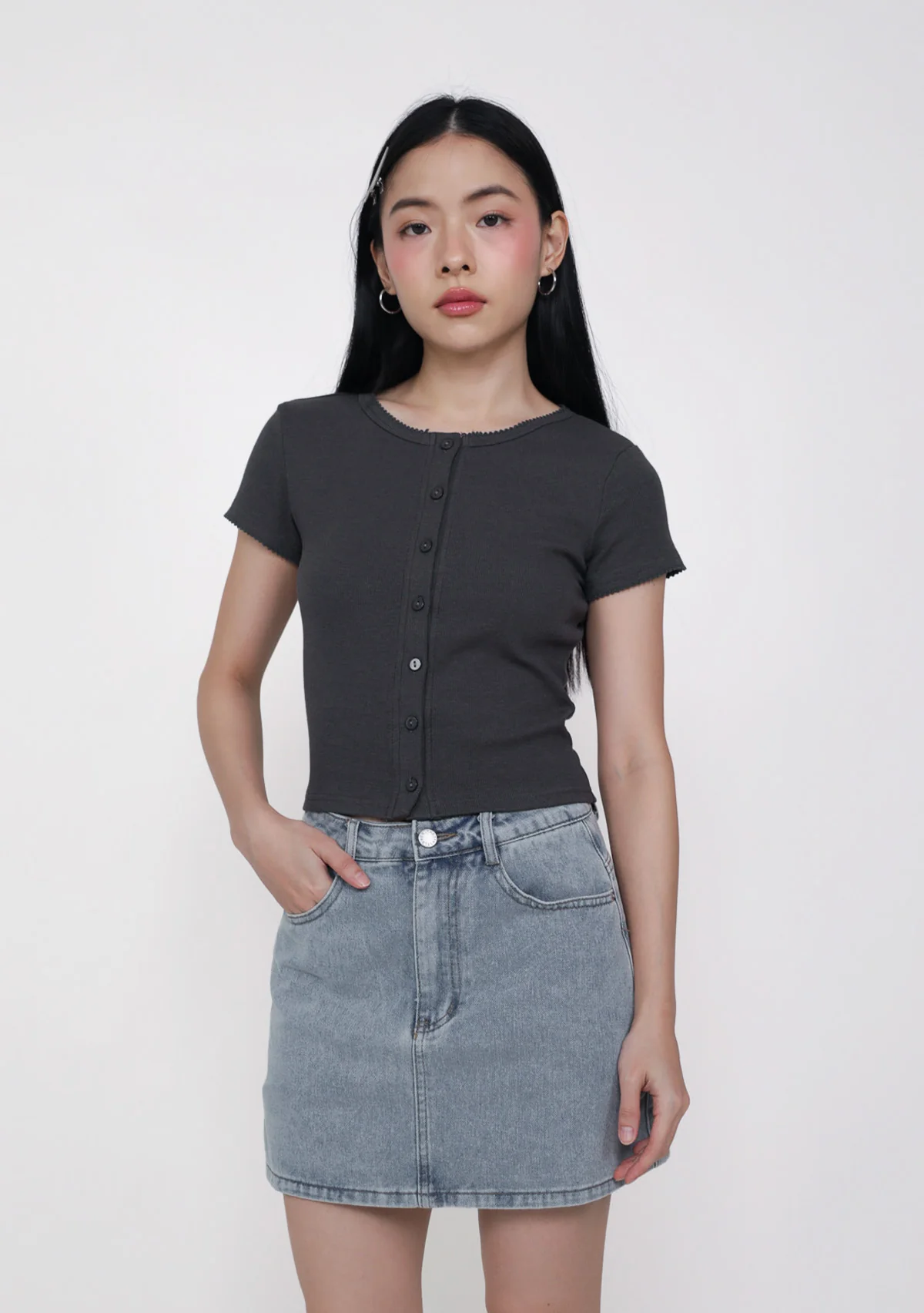 Mito Ribbed Button Top - Image 7
