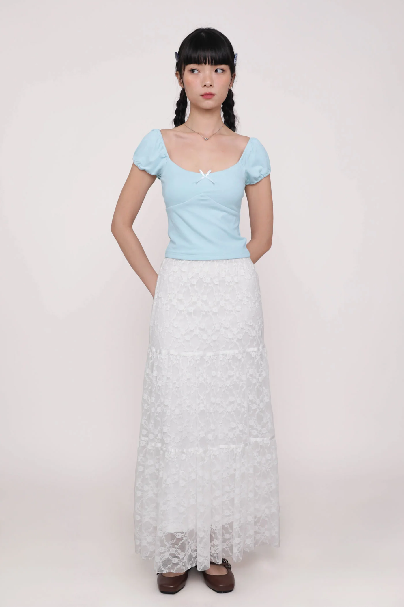 Alanis Ribbon Sleeve Padded Top - Image 12
