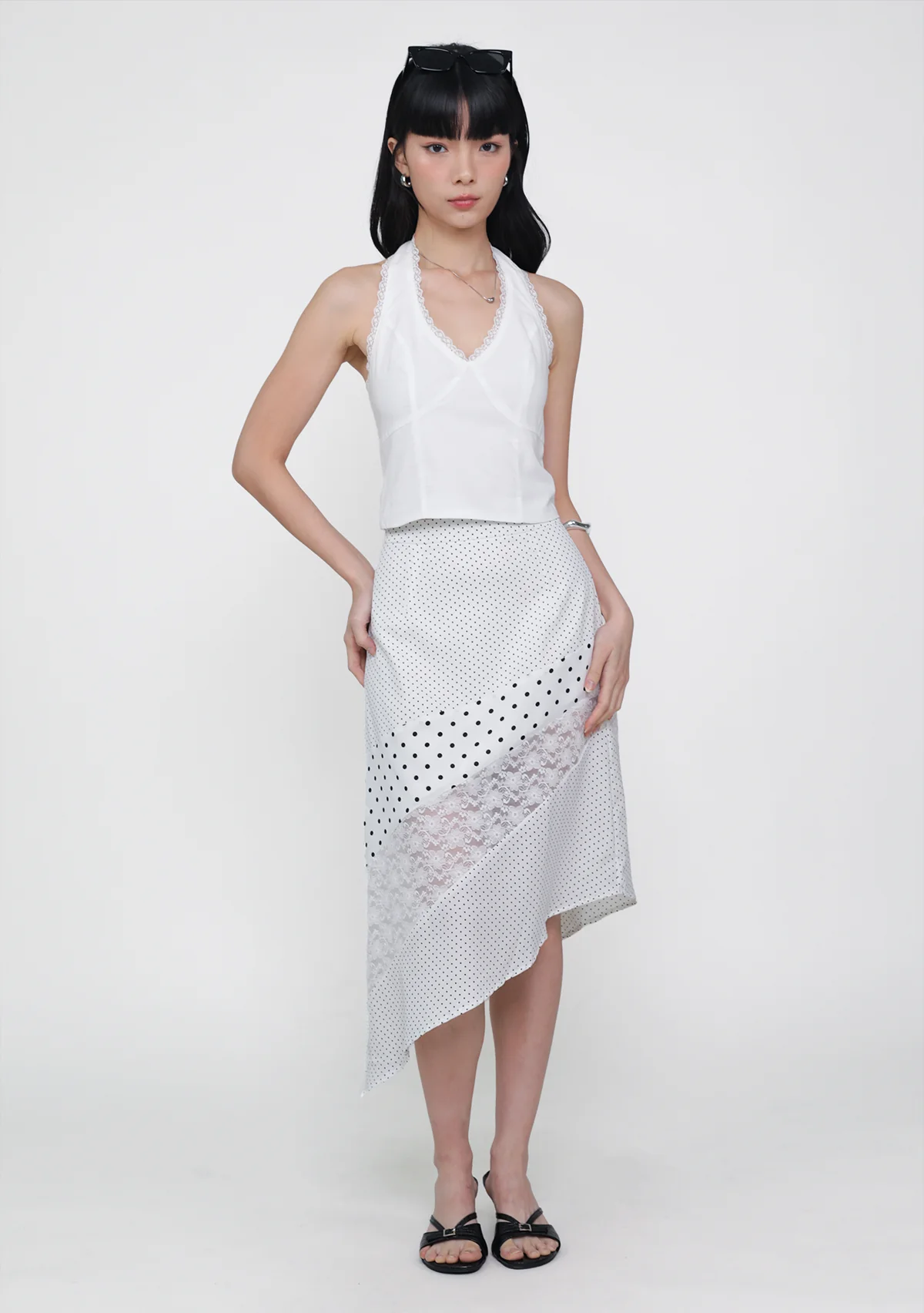 Risa Asymmetrical Lace Skirt (Polka Dot) - Image 4