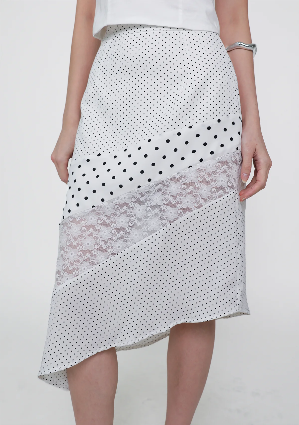 Risa Asymmetrical Lace Skirt (Polka Dot) - Image 5