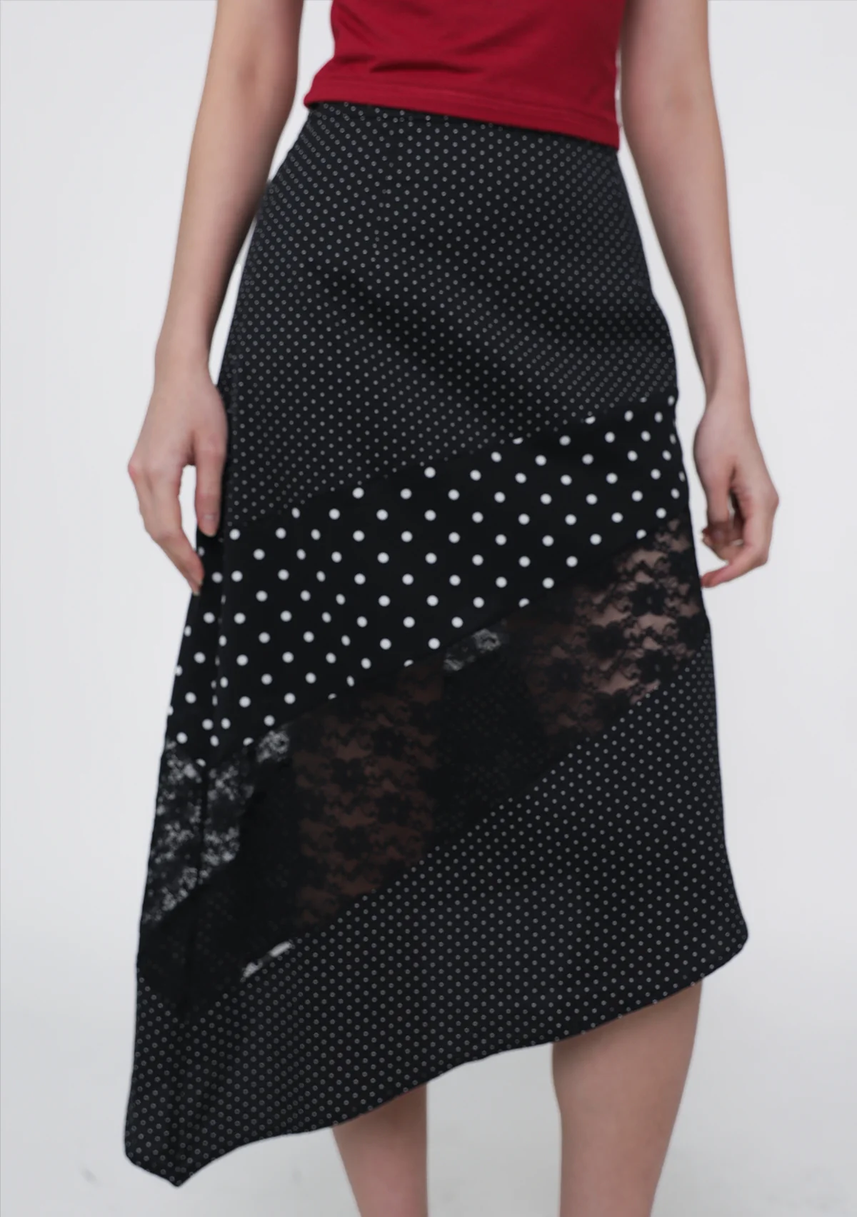Risa Asymmetrical Lace Skirt (Polka Dot) - Image 9