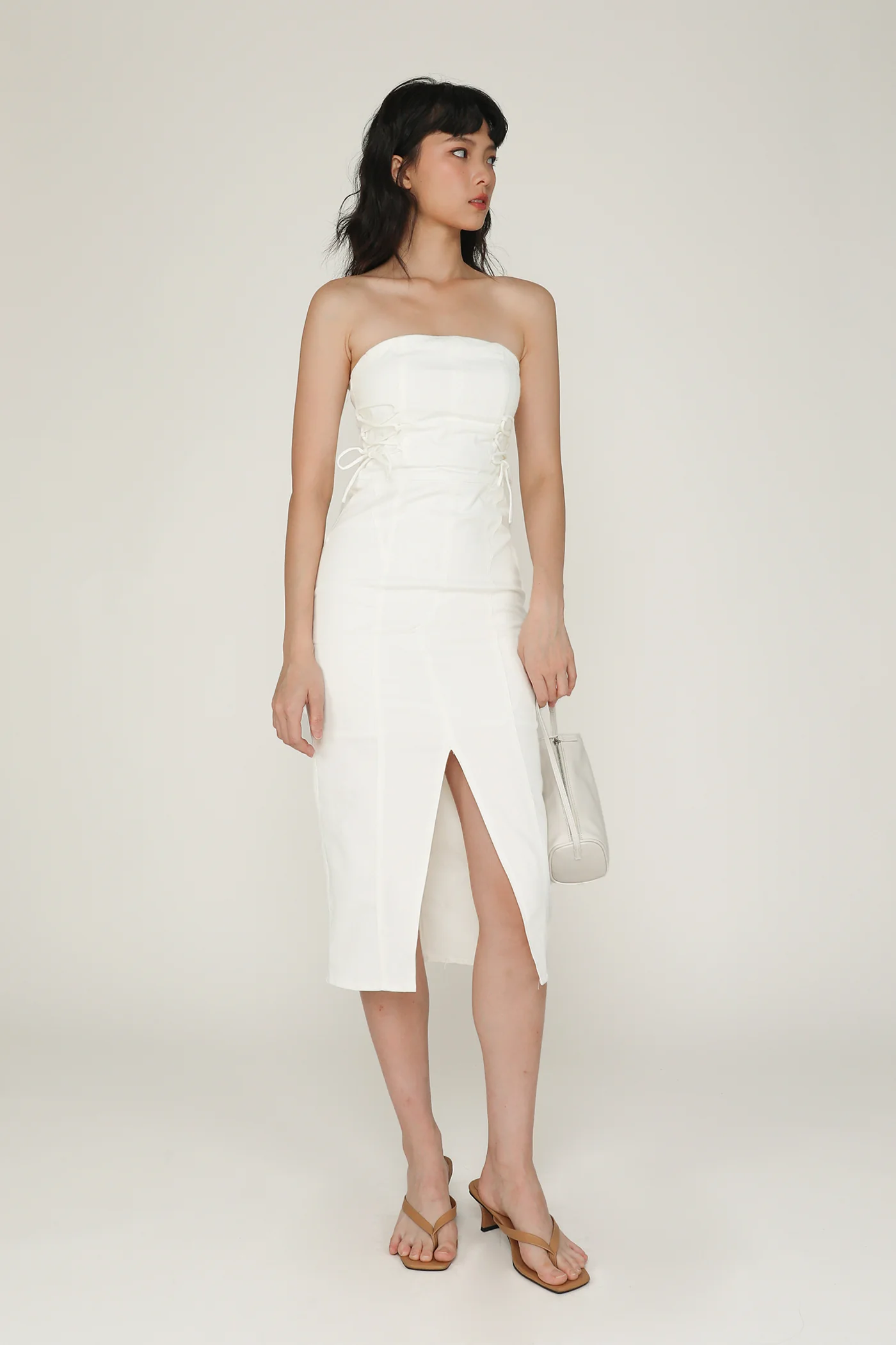 Romare Lace Up Tube Padded Dress - Image 10