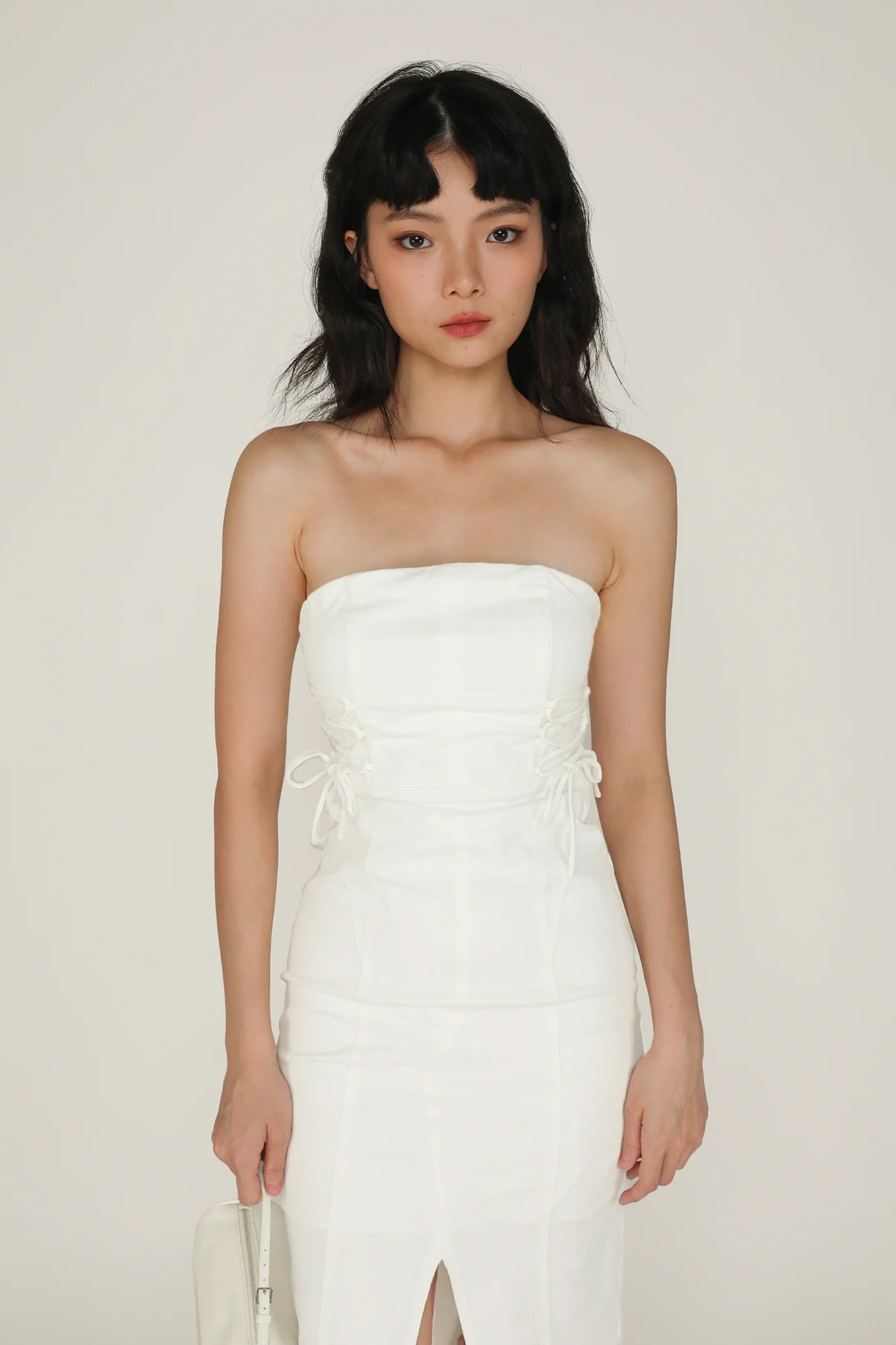 Romare Lace Up Tube Padded Dress - Image 11