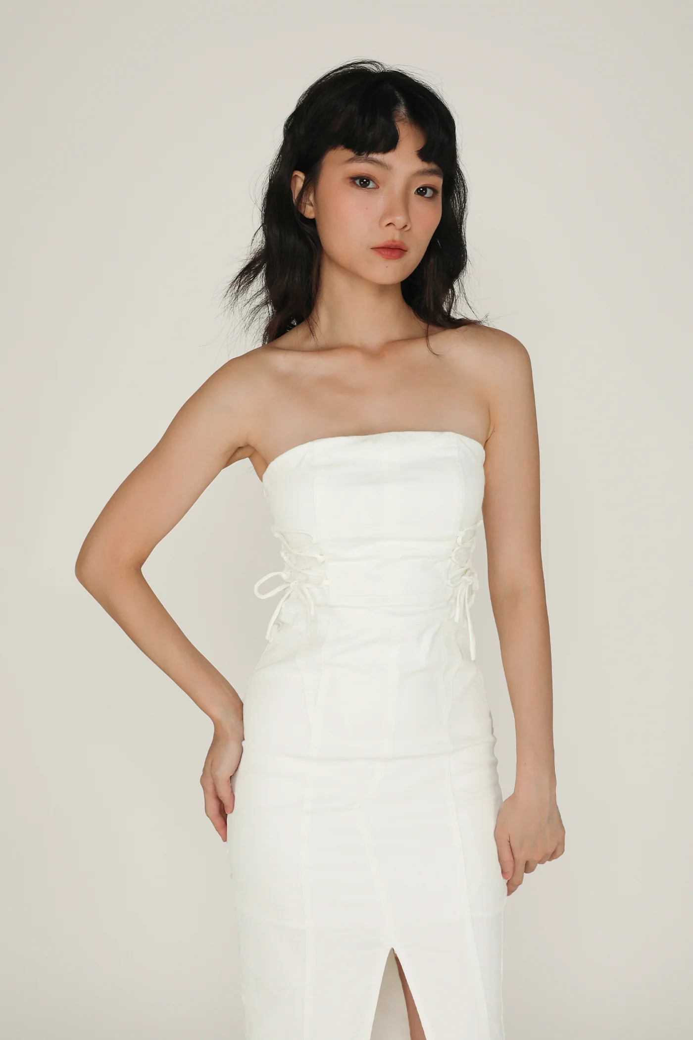 Romare Lace Up Tube Padded Dress - Image 12