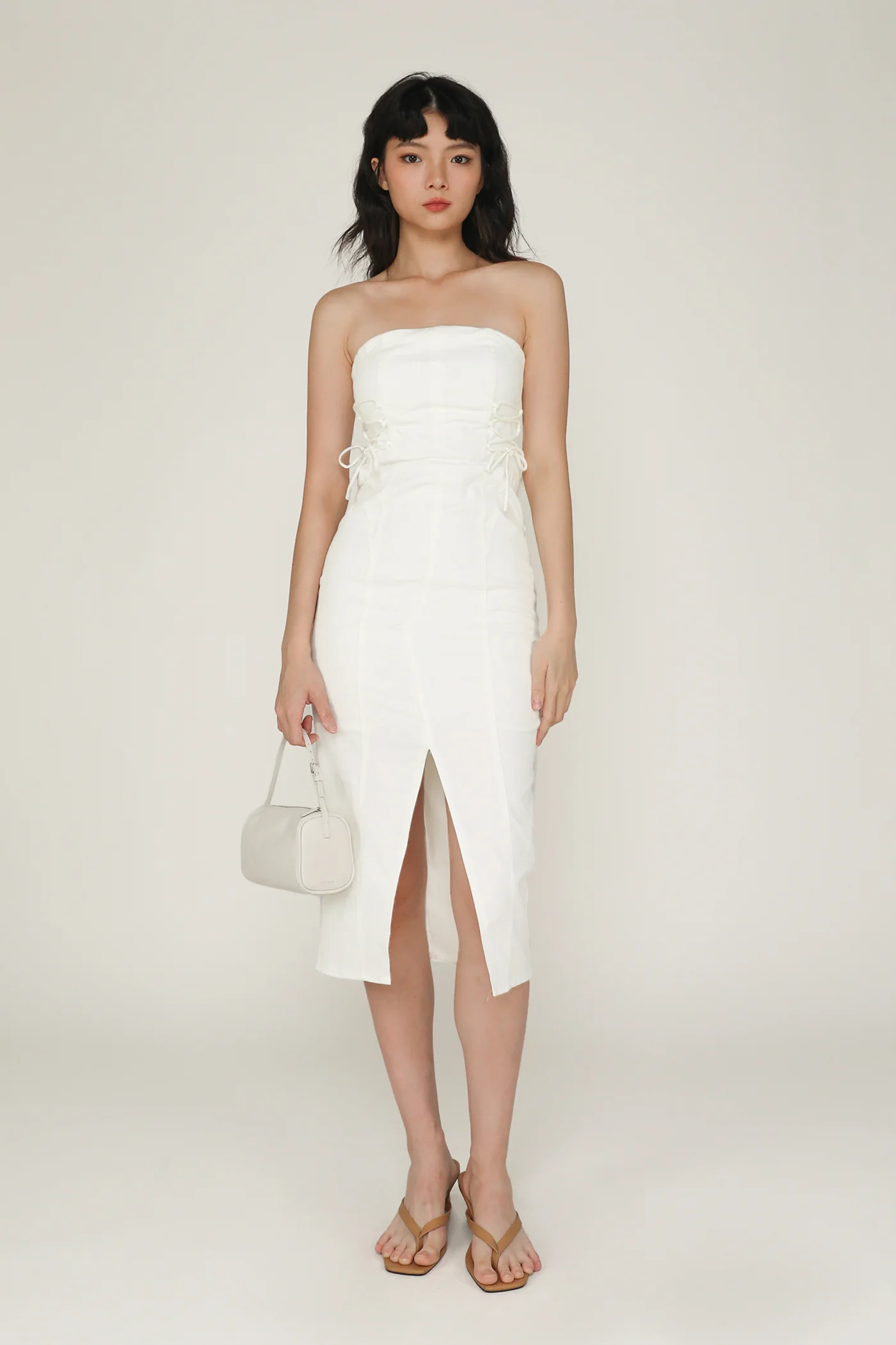 Romare Lace Up Tube Padded Dress - Image 2