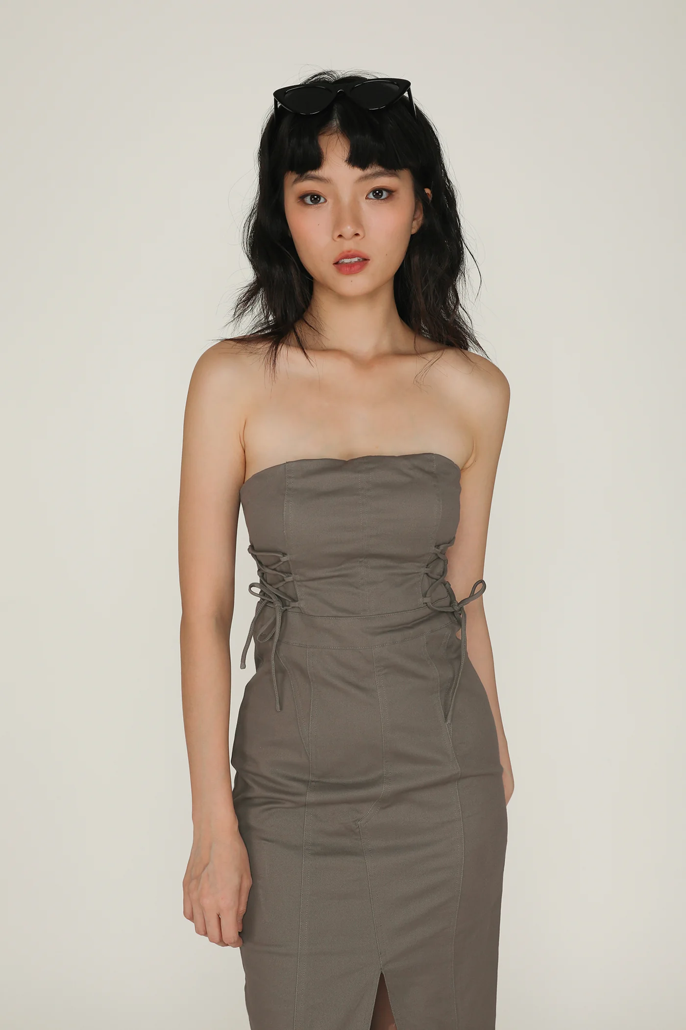 Romare Lace Up Tube Padded Dress - Image 6