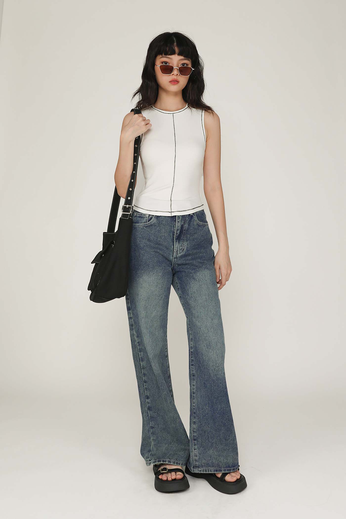 Rory Contrast Stitching Curved Hem Top Limited Edition - Image 13