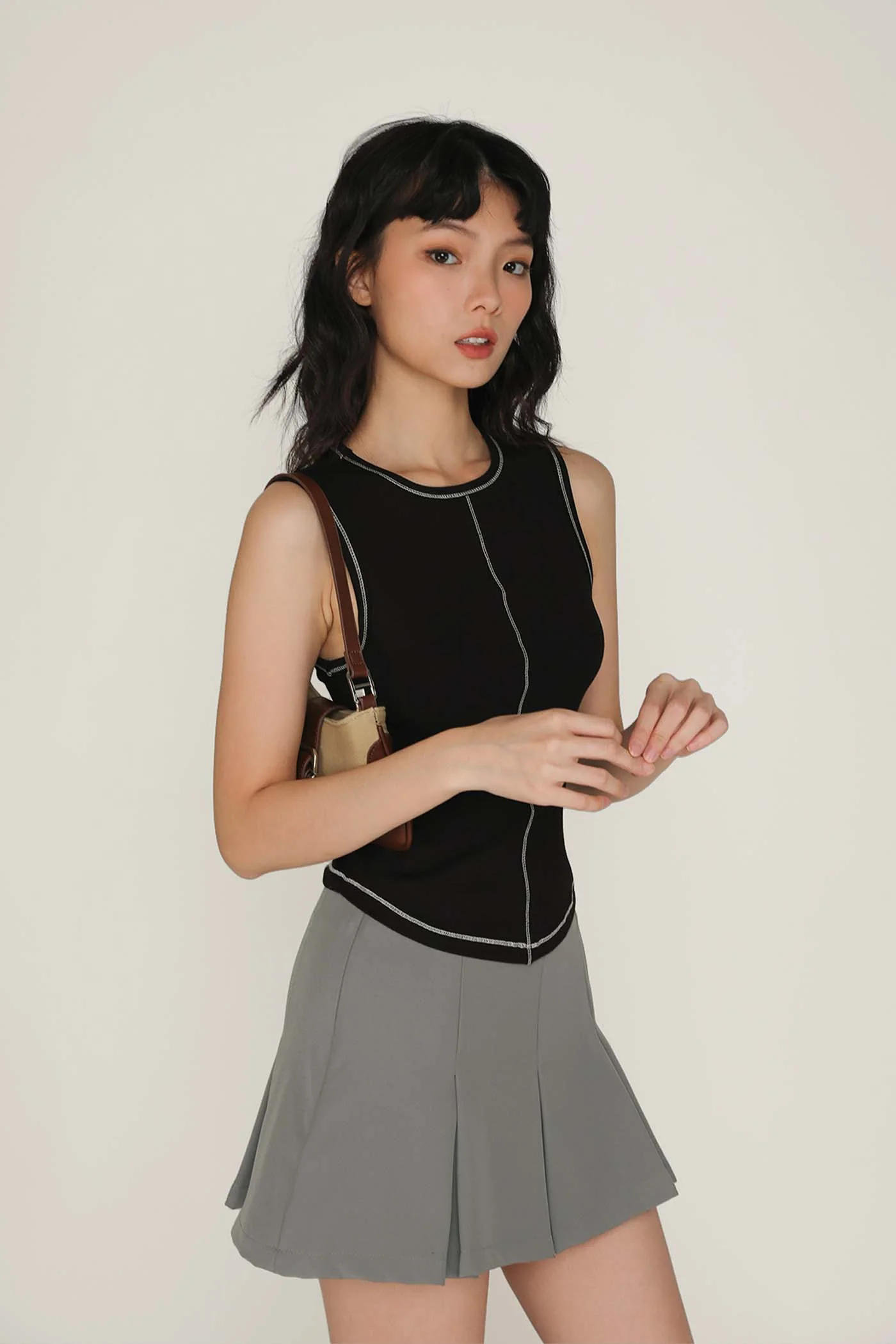 Rory Contrast Stitching Curved Hem Top Limited Edition - Image 15