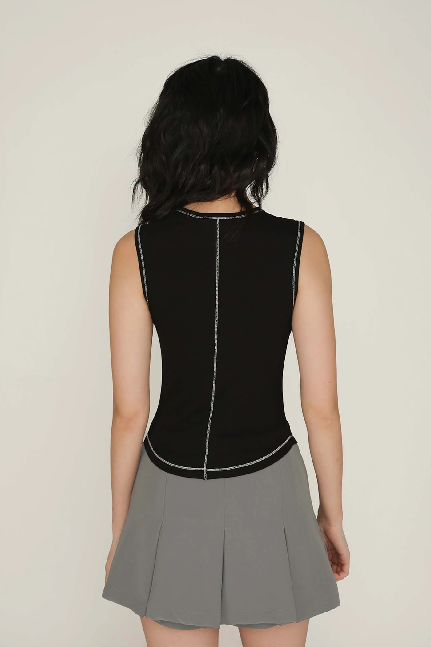 Rory Contrast Stitching Curved Hem Top Limited Edition - Image 16