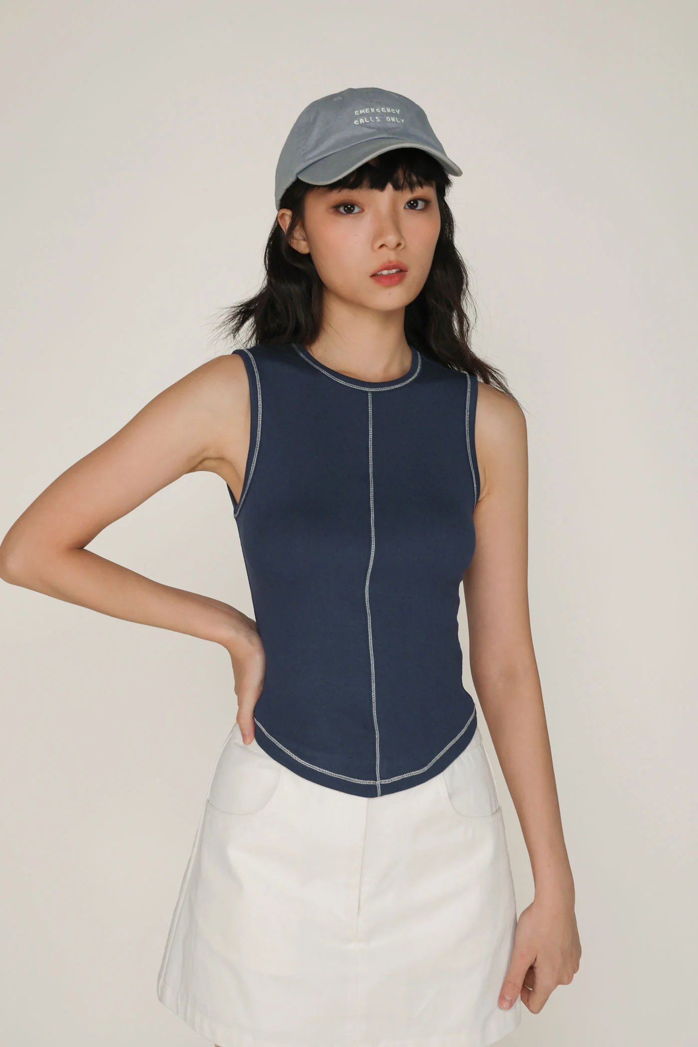 Rory Contrast Stitching Curved Hem Top Limited Edition - Image 22