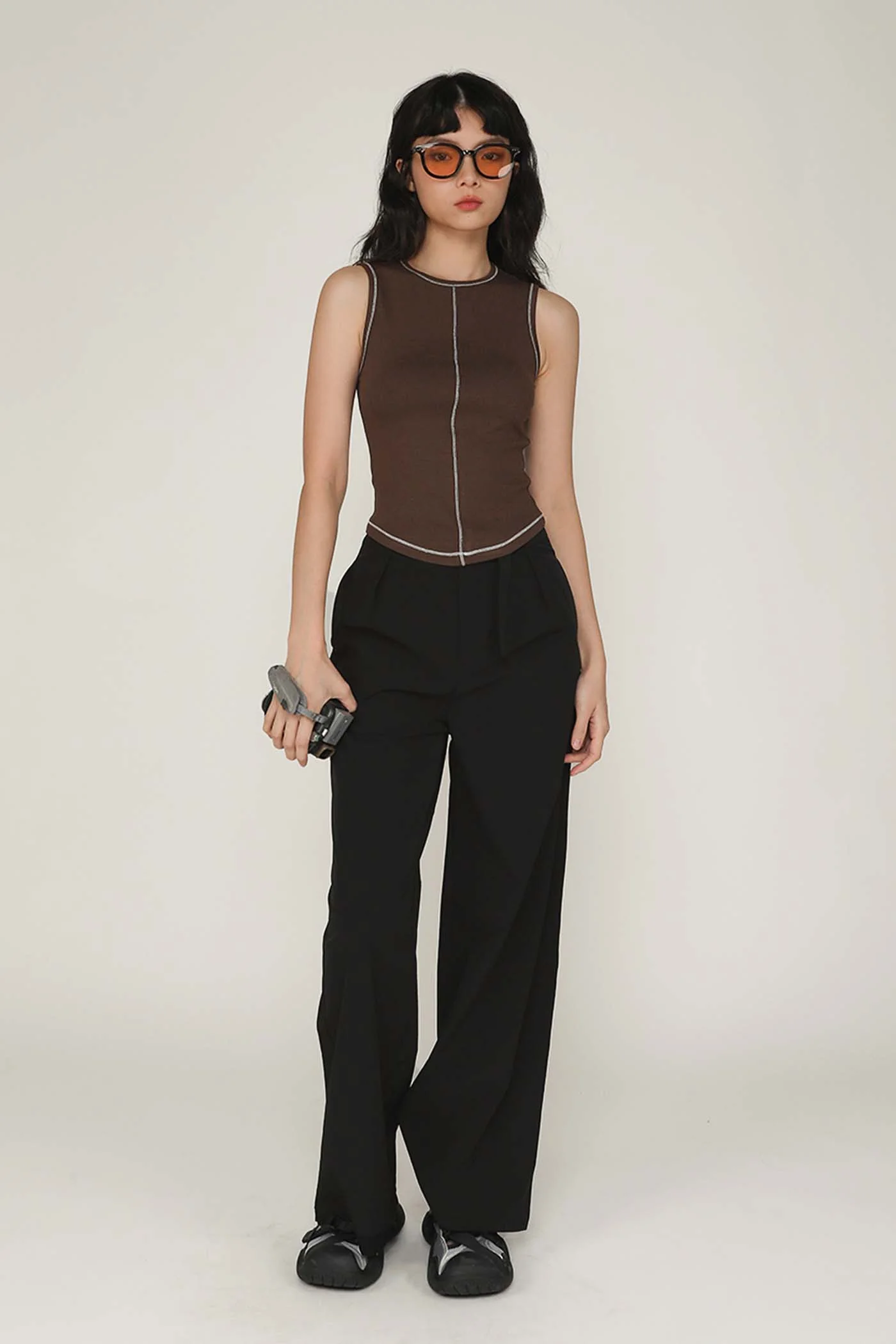 Rory Contrast Stitching Curved Hem Top Limited Edition - Image 27