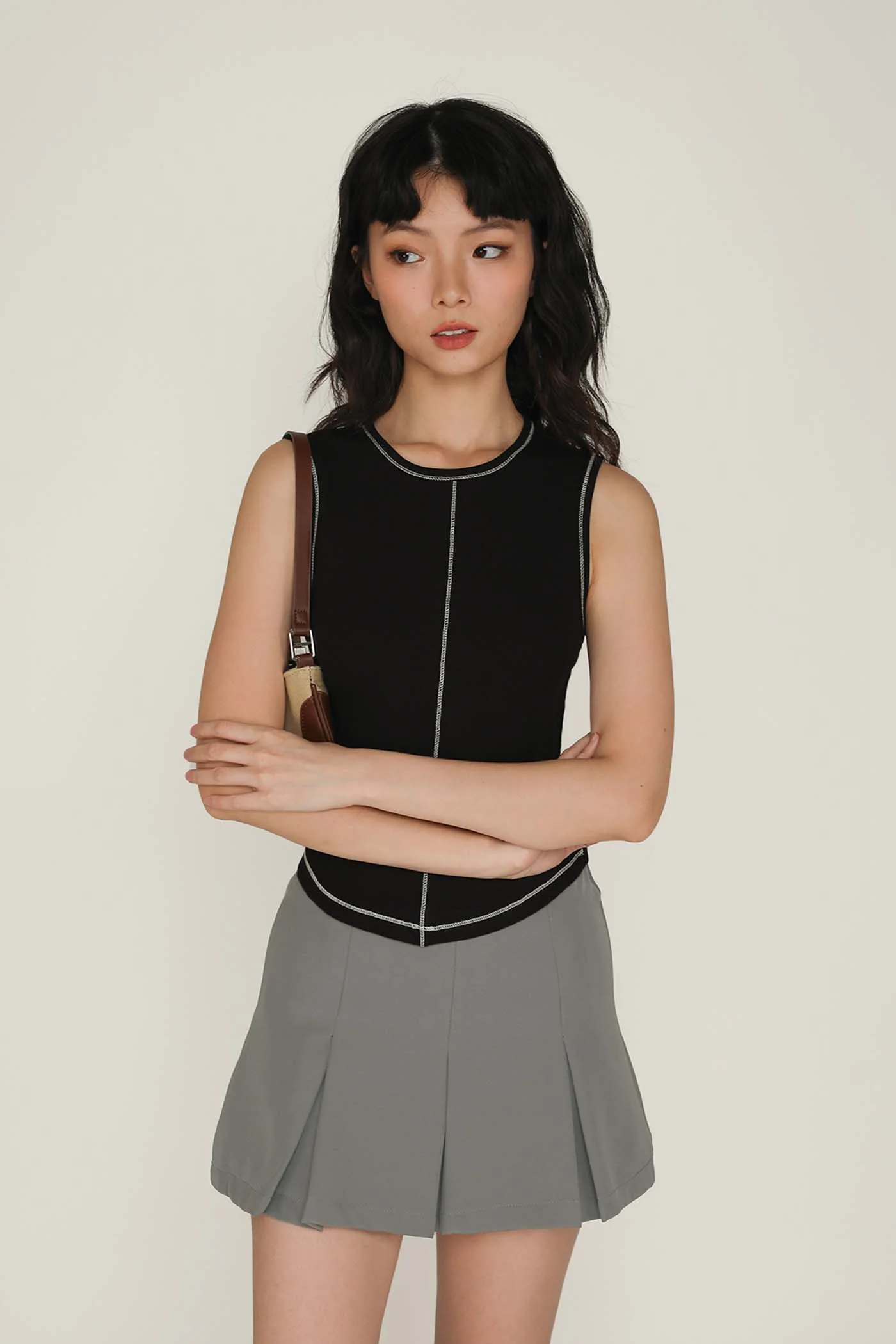 Rory Contrast Stitching Curved Hem Top Limited Edition - Image 3