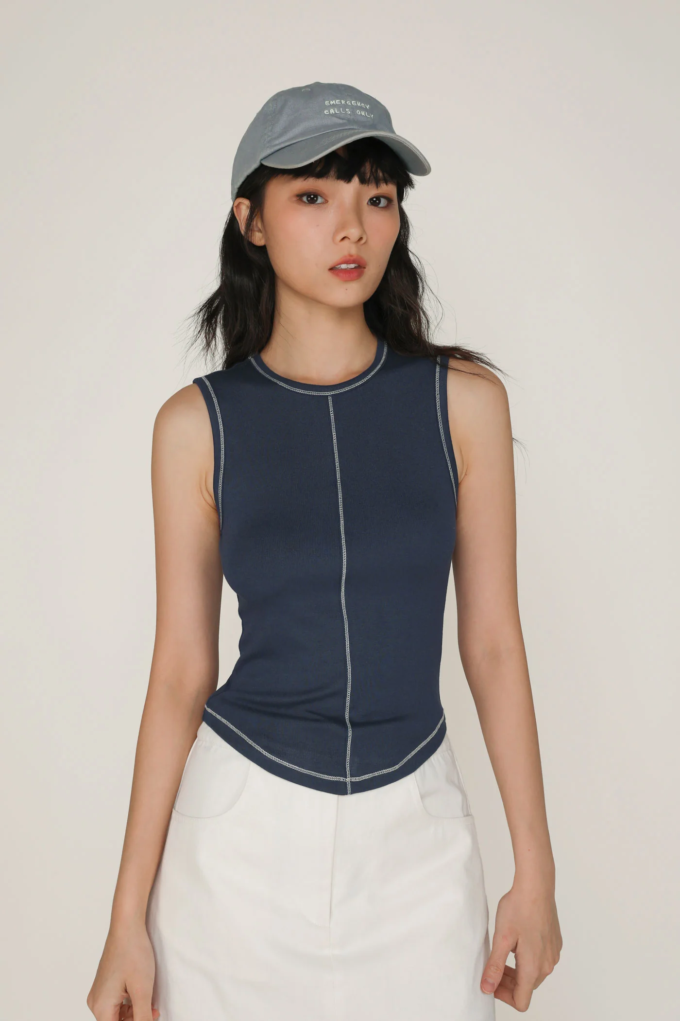 Rory Contrast Stitching Curved Hem Top Limited Edition - Image 6