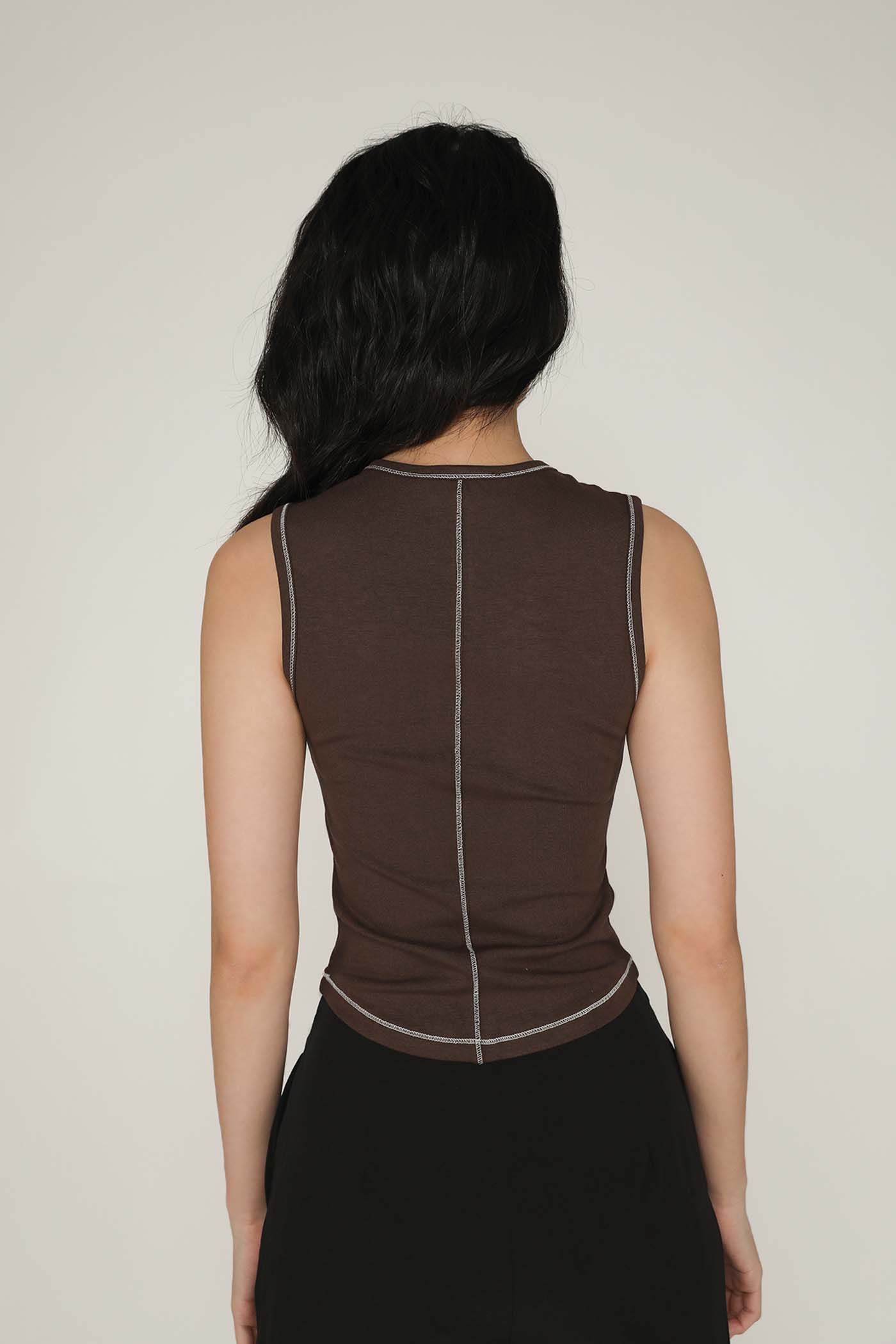 Rory Contrast Stitching Curved Hem Top Limited Edition - Image 9