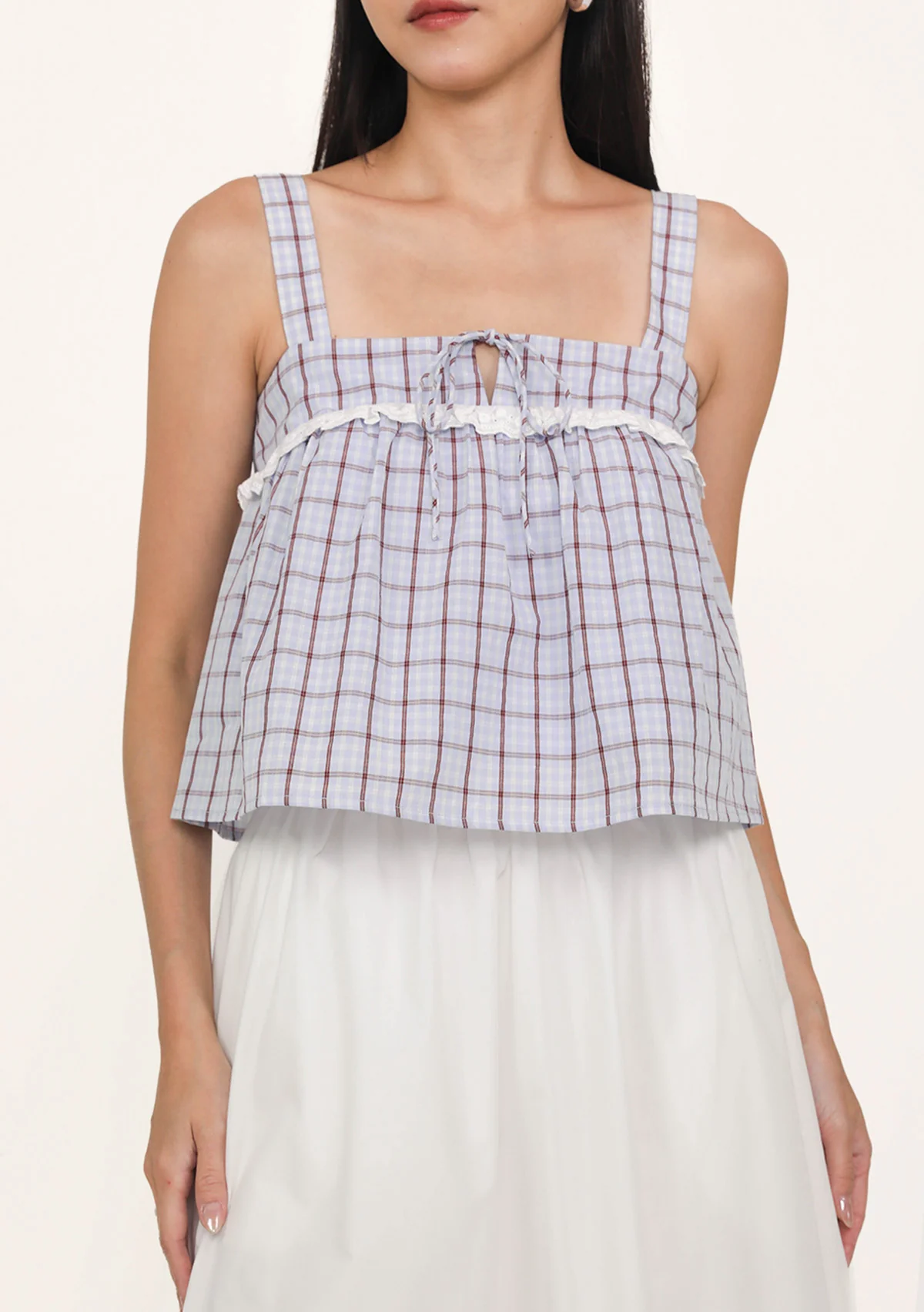 Ruby Lace Trim Babydoll Top (Plaid) - Image 10