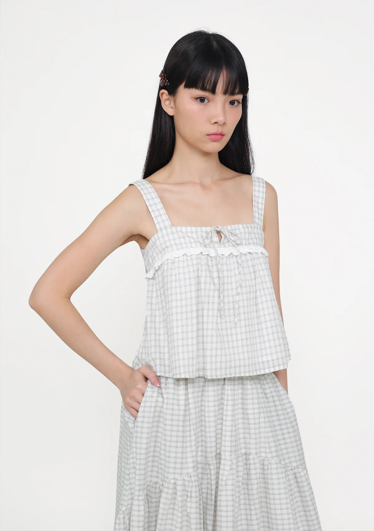 Ruby Lace Trim Babydoll Top (Plaid) - Image 13