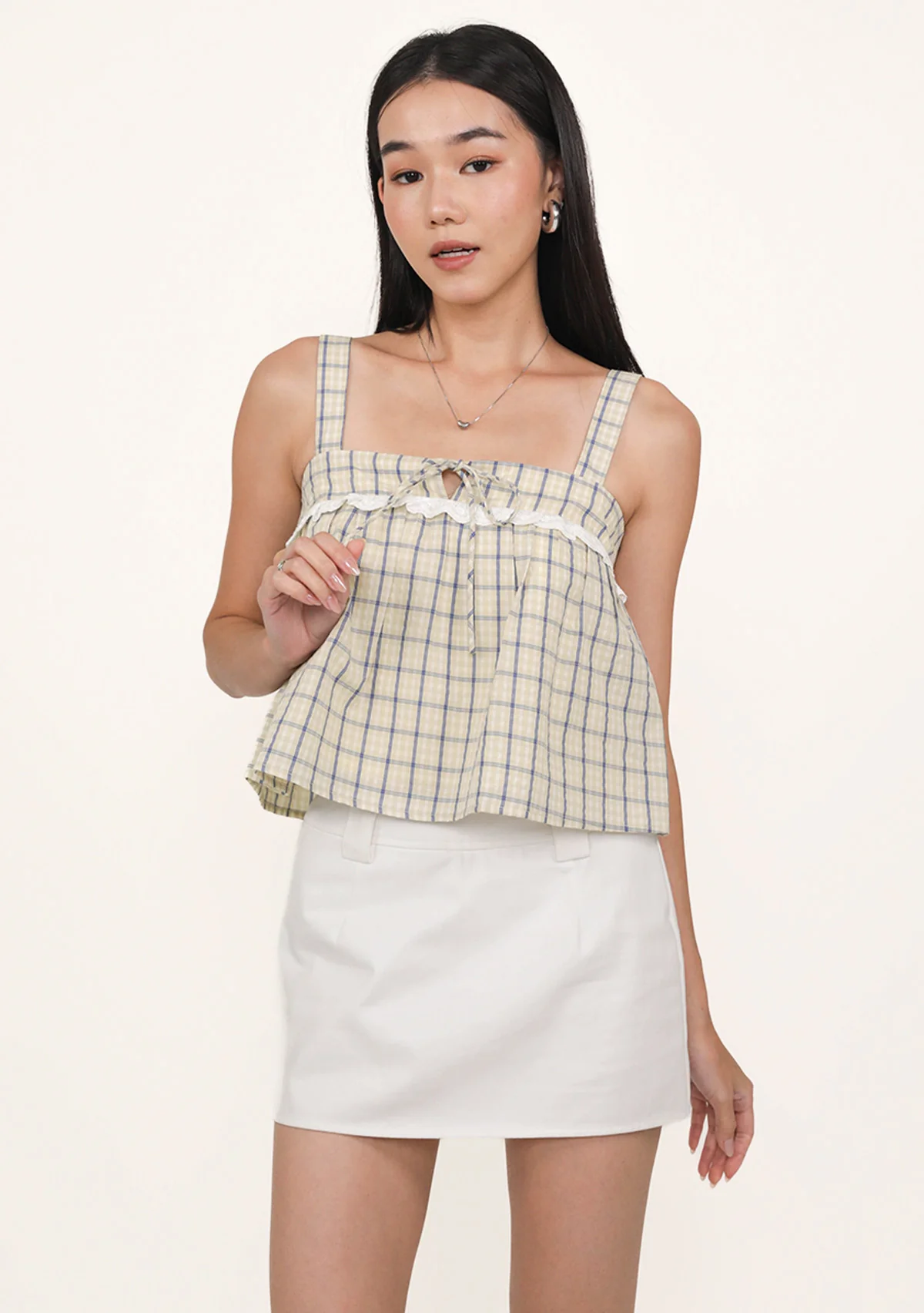 Ruby Lace Trim Babydoll Top (Plaid) - Image 5