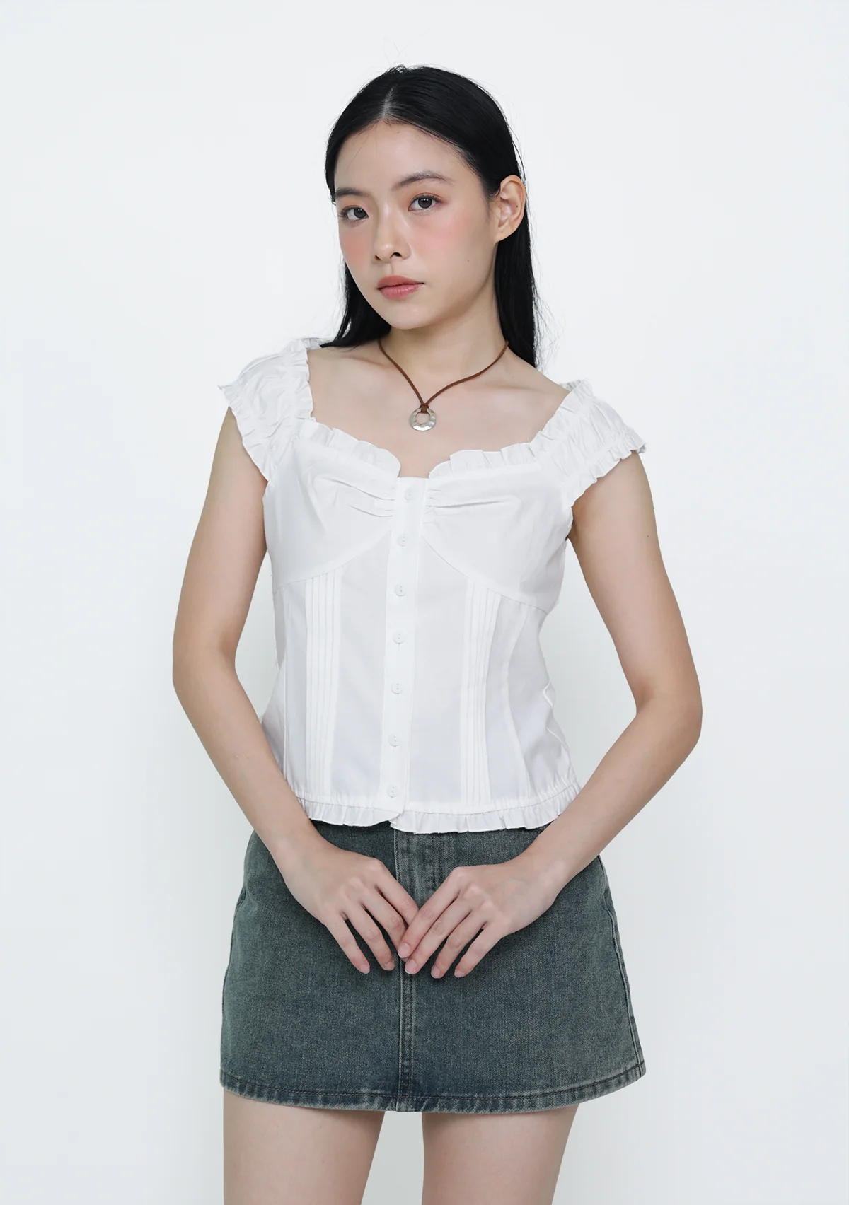 Haru Ruched Button Blouse - Image 2