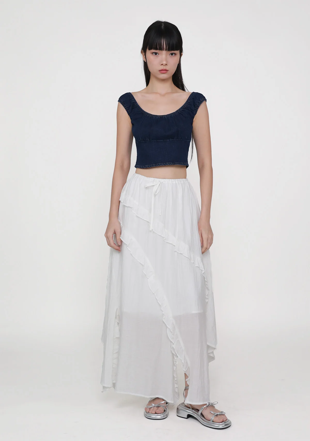Keidi Ruched Denim Top - Image 10