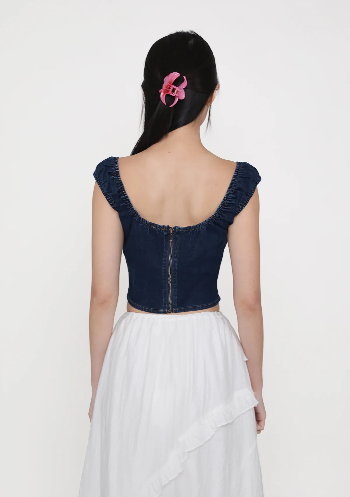 Keidi Ruched Denim Top - Image 11