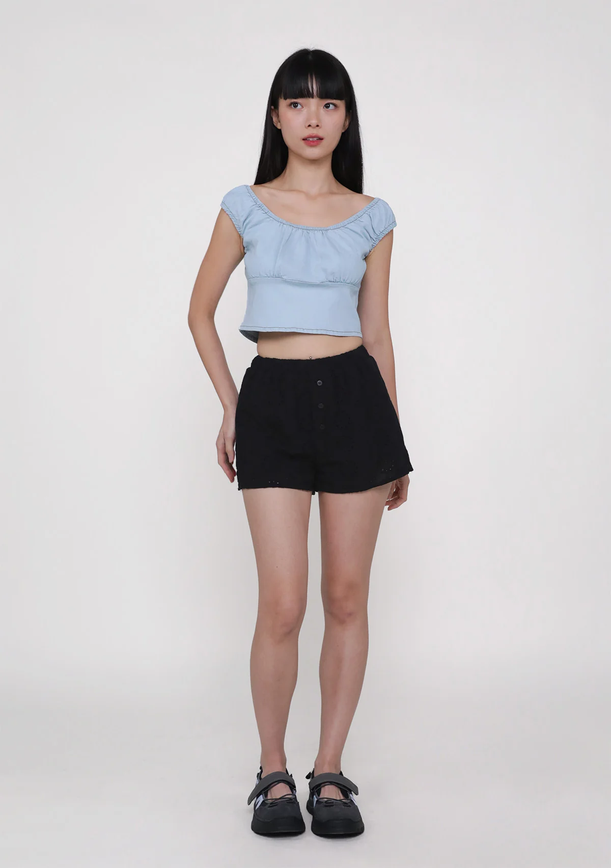 Keidi Ruched Denim Top - Image 12