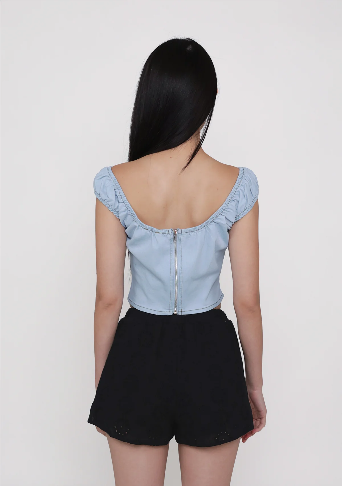 Keidi Ruched Denim Top - Image 14