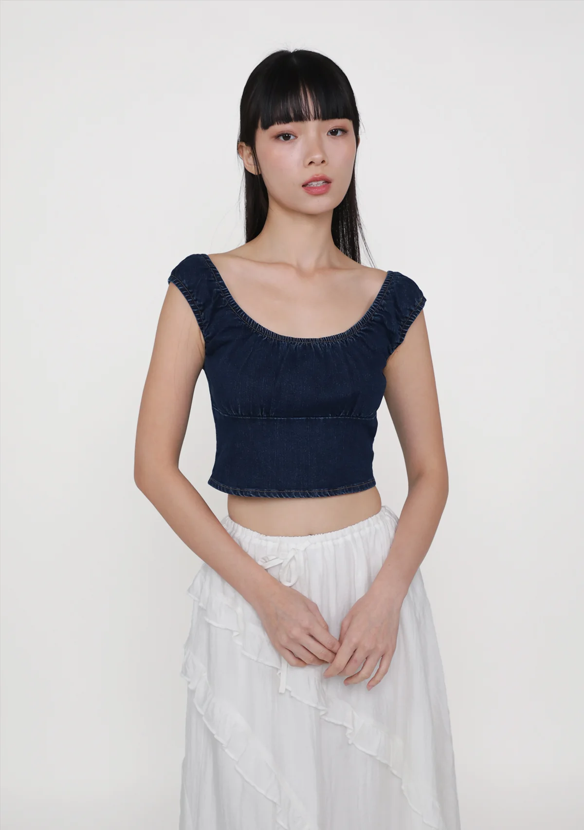 Keidi Ruched Denim Top - Image 3