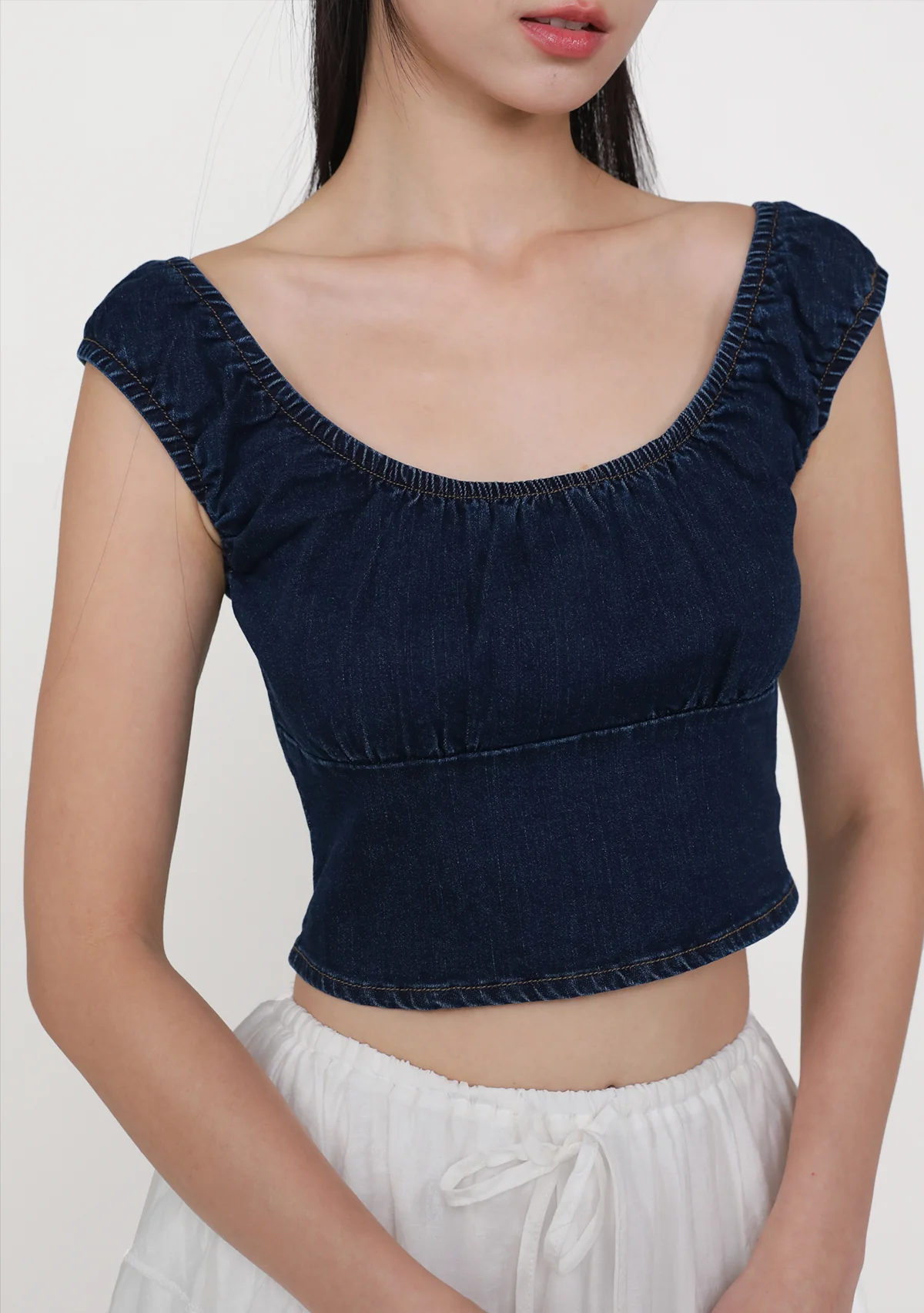 Keidi Ruched Denim Top - Image 4