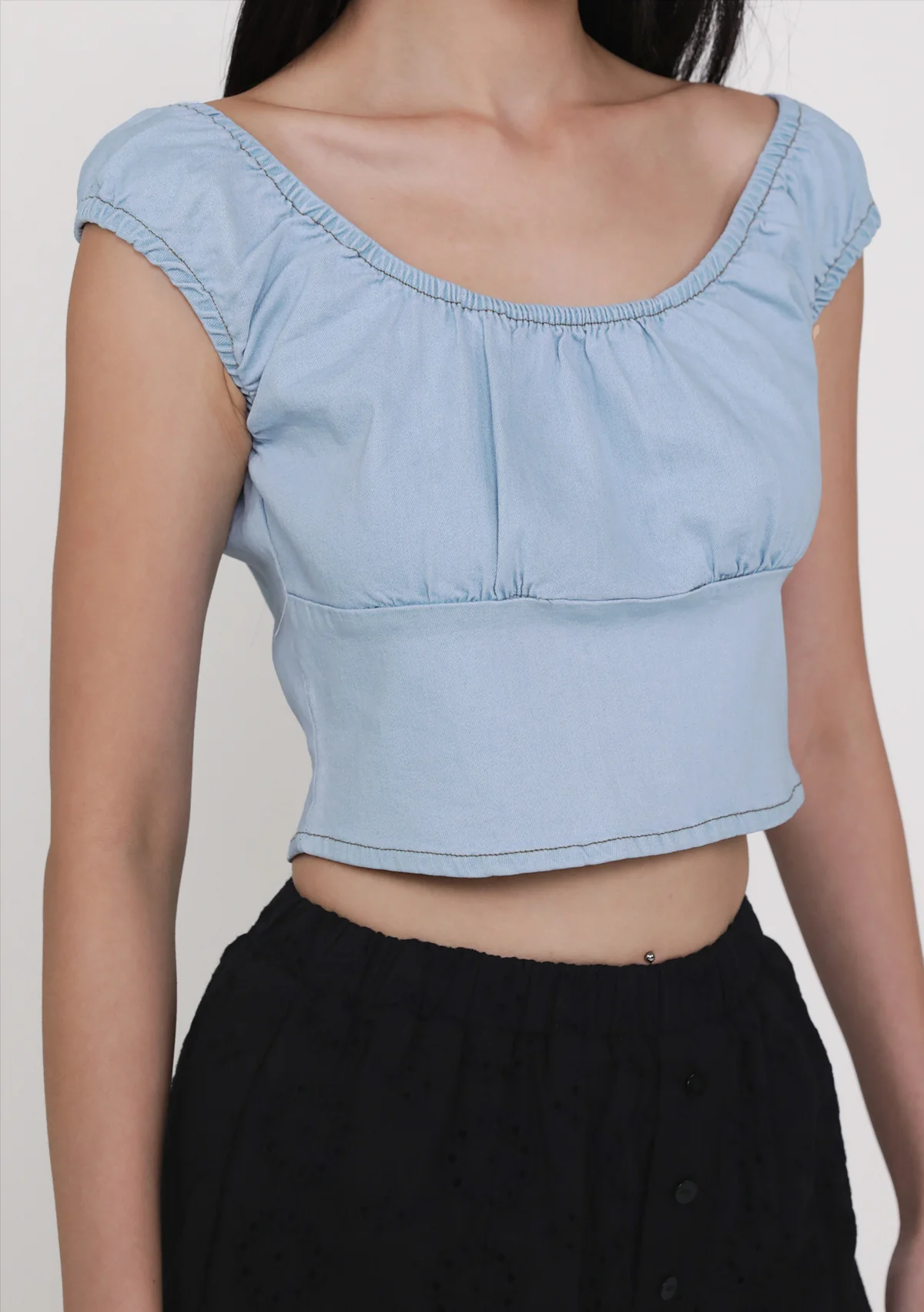 Keidi Ruched Denim Top - Image 8