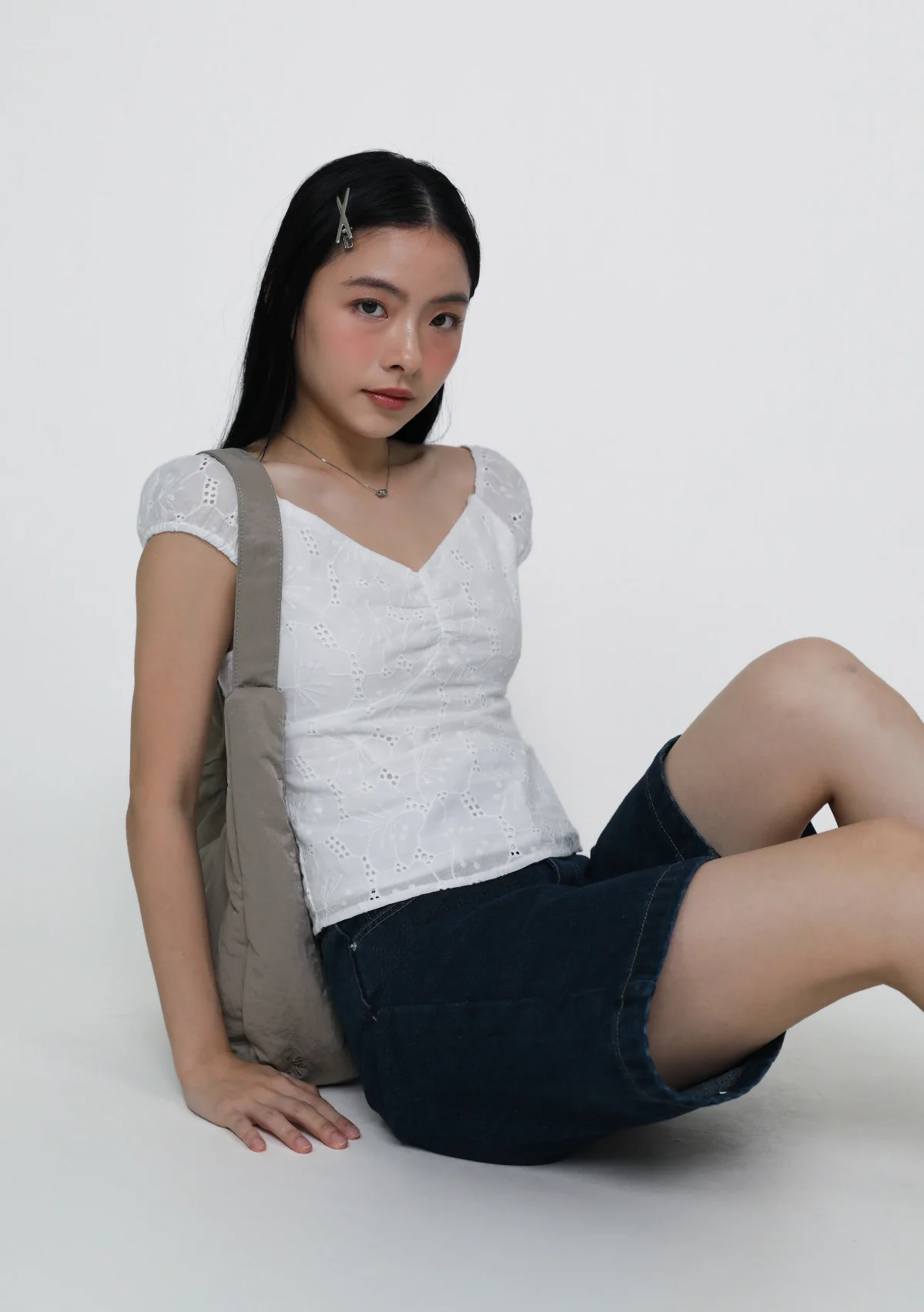 Genova Ruched Eyelet Top
