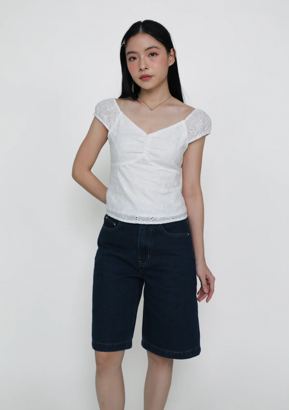 Genova Ruched Eyelet Top - Image 3