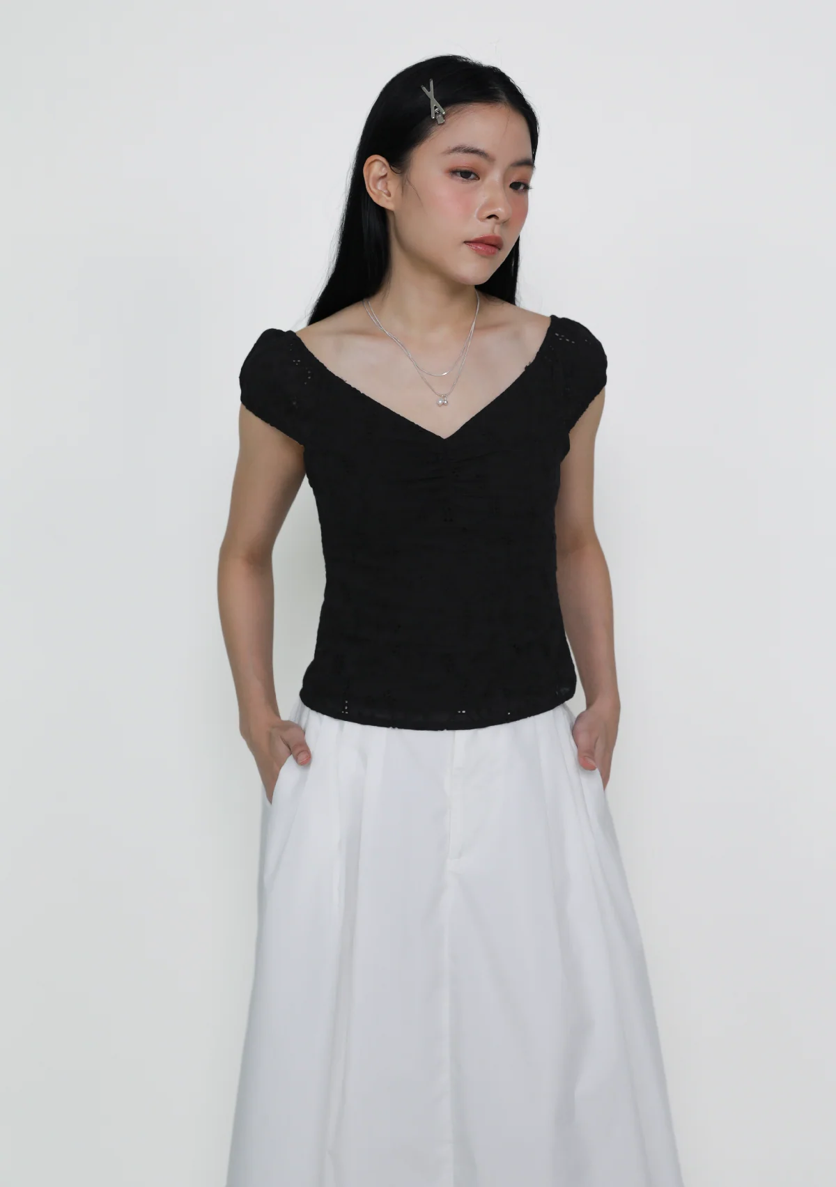 Genova Ruched Eyelet Top - Image 5