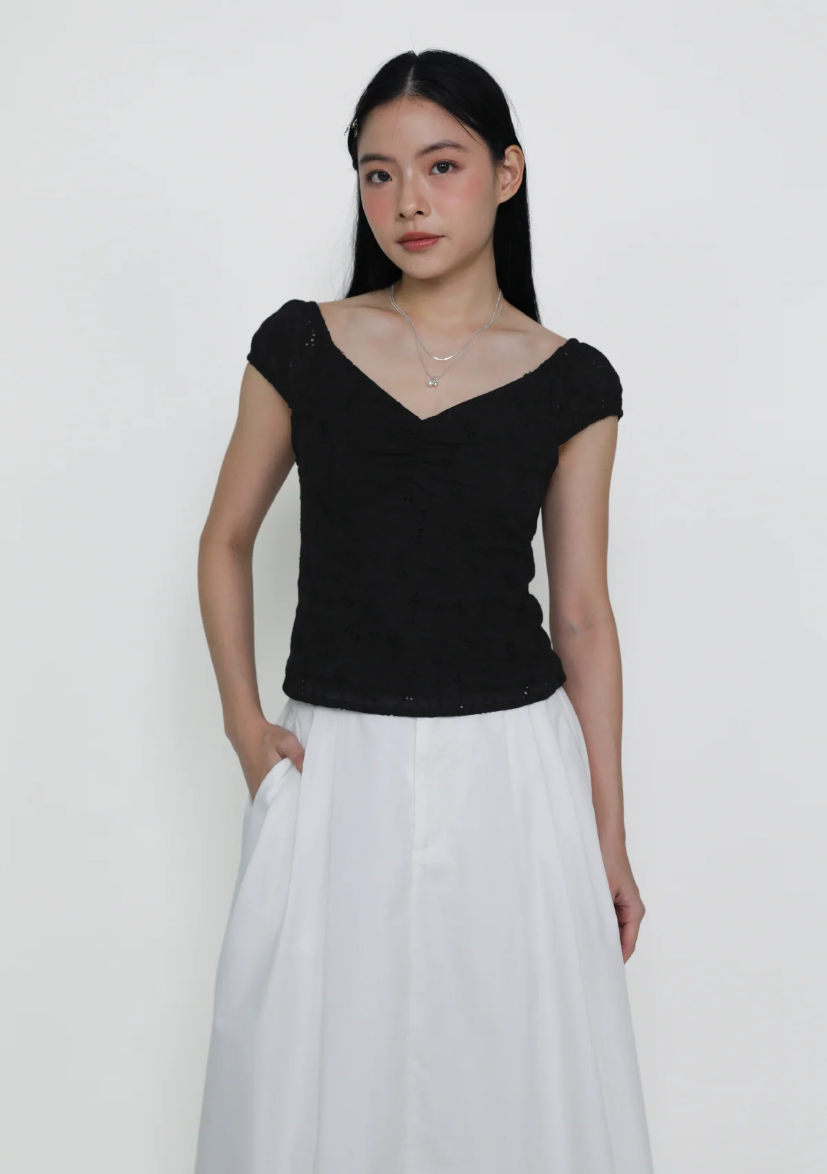Genova Ruched Eyelet Top - Image 6
