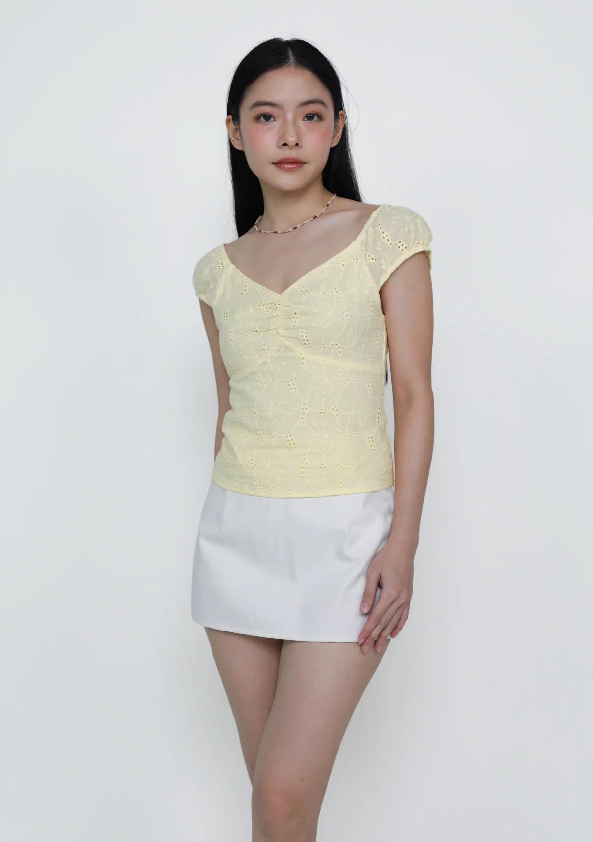 Genova Ruched Eyelet Top - Image 7