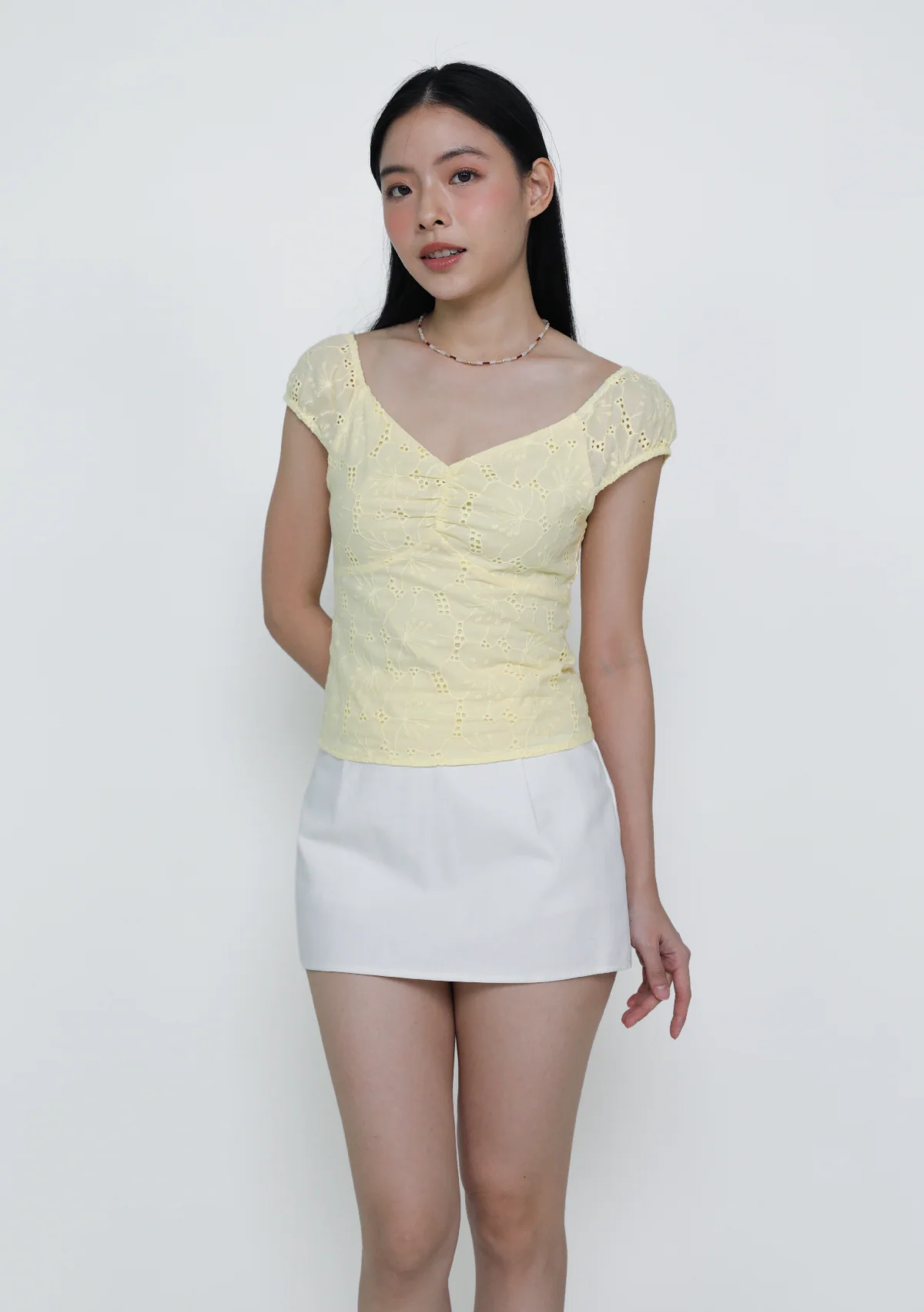 Genova Ruched Eyelet Top - Image 9