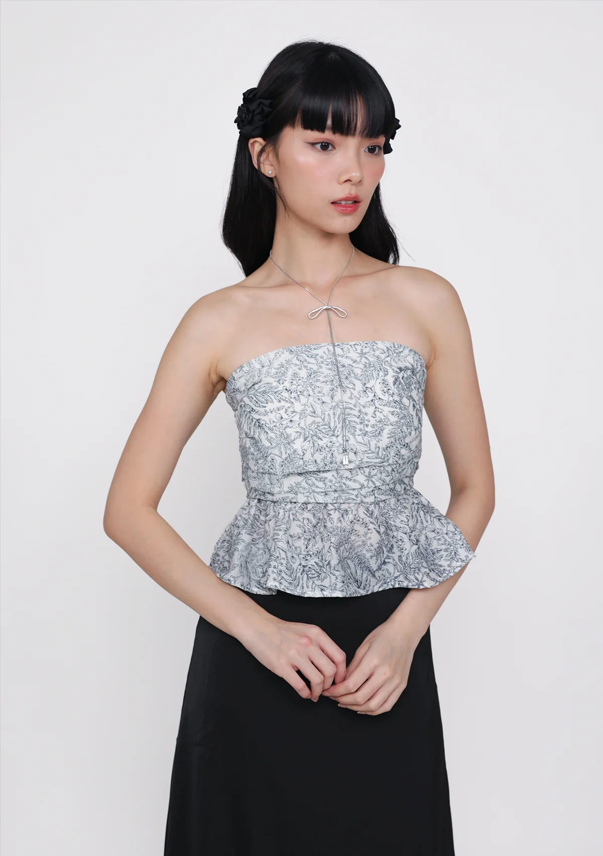 Ruko Peplum Padded Top (Floral) - Image 3