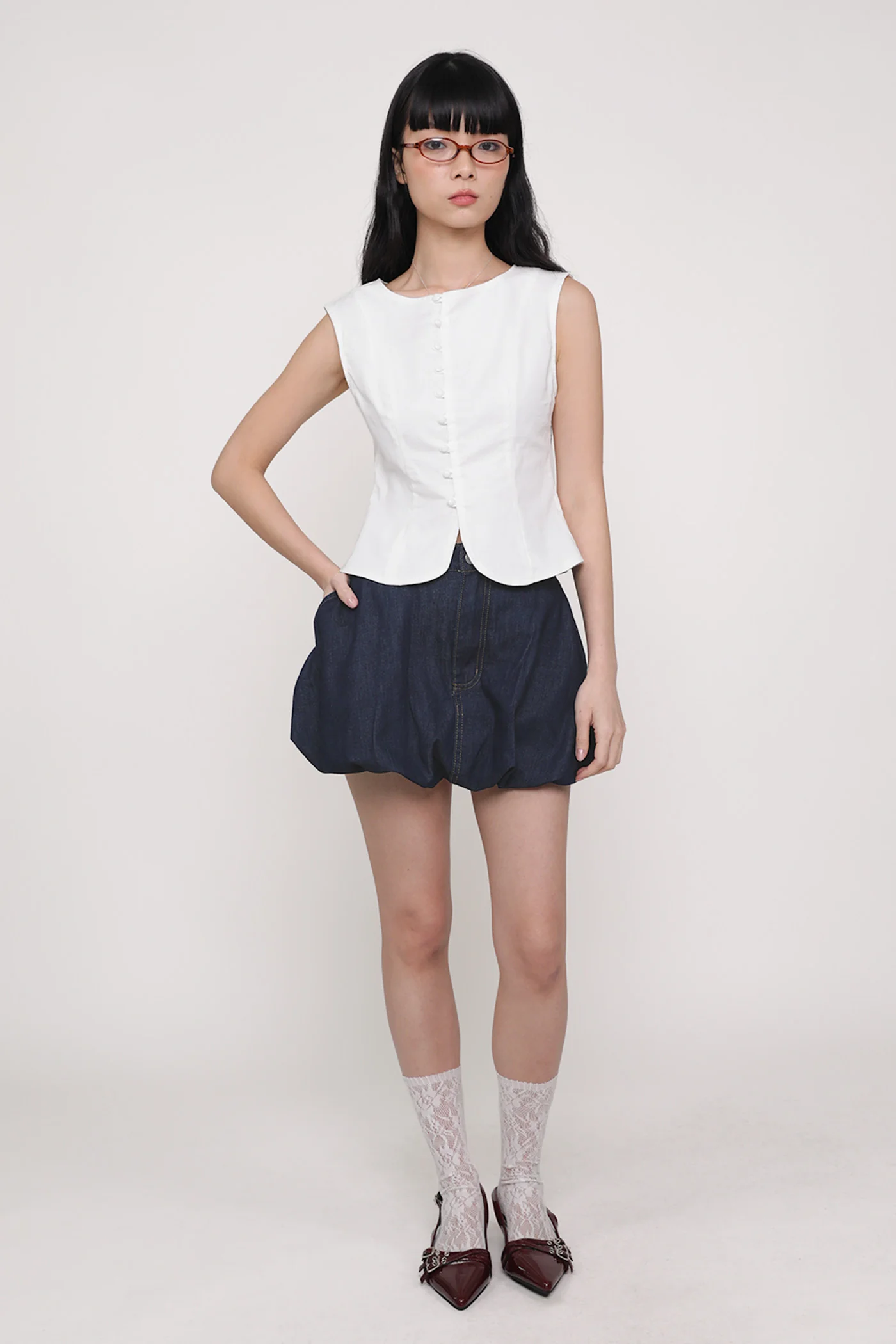 Sabrina Denim Bubble Skorts - Image 11