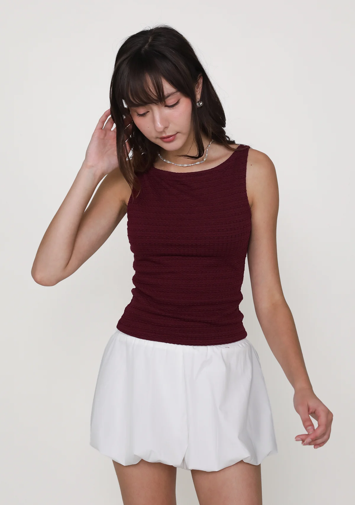 Shayna Textured Boat Neck Padded Top - Image 14
