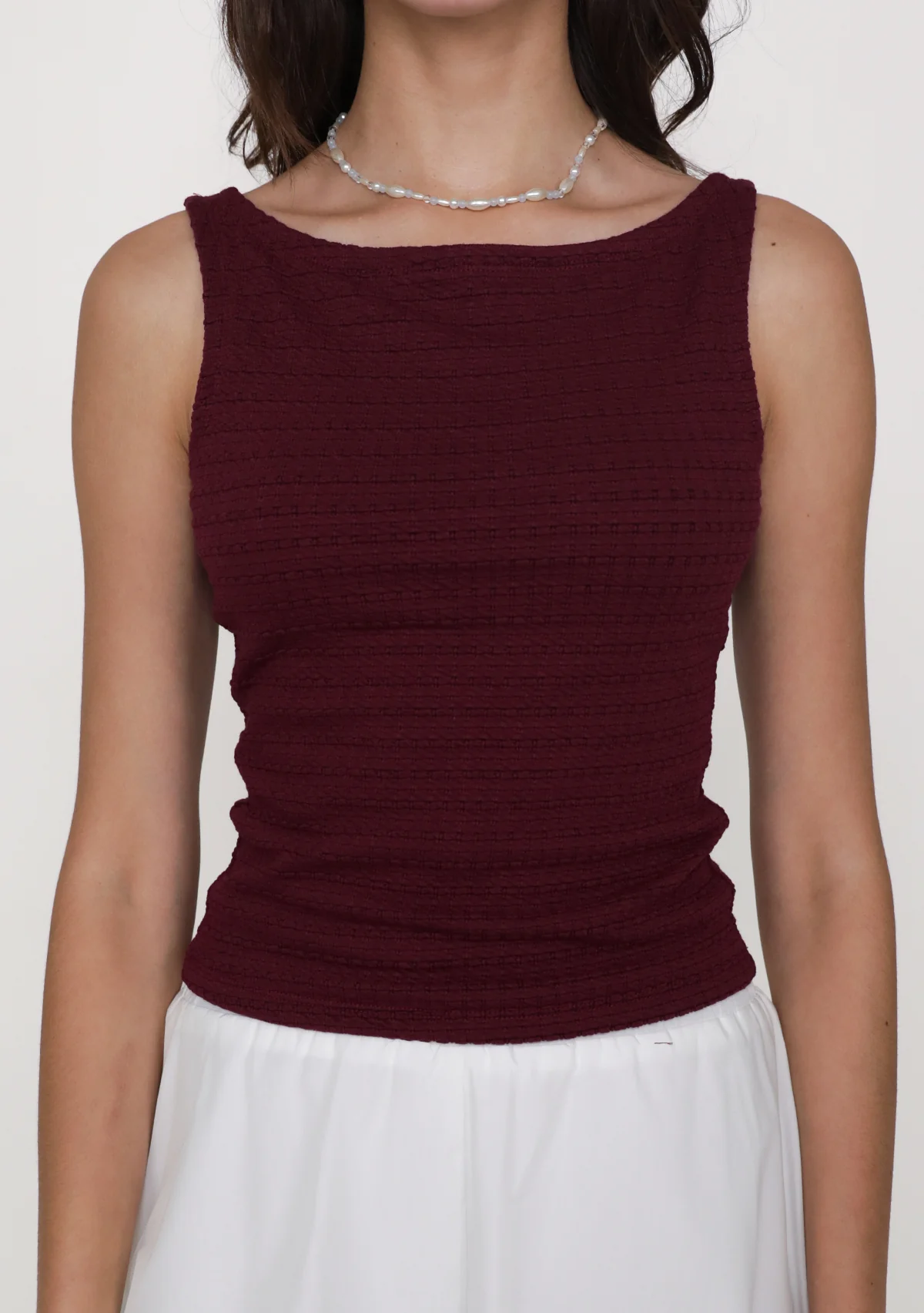 Shayna Textured Boat Neck Padded Top - Image 15