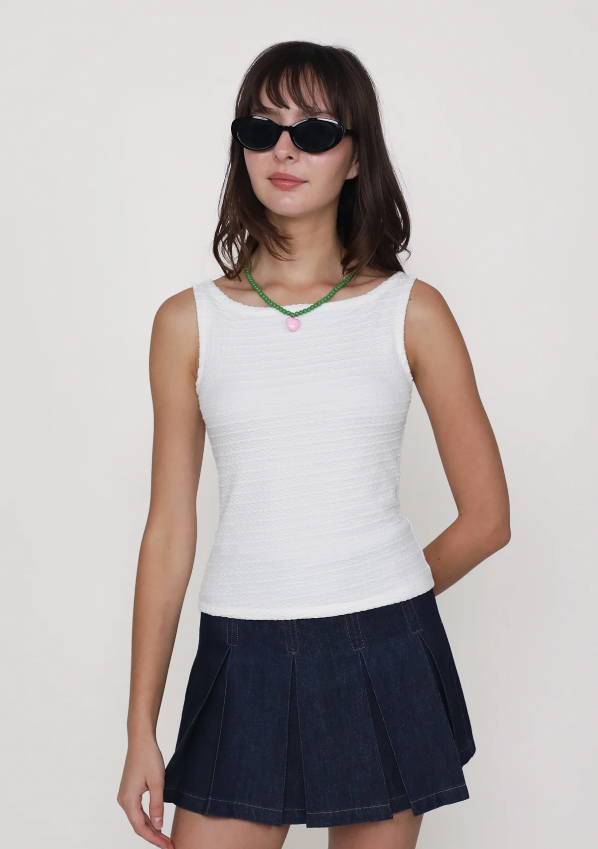 Shayna Textured Boat Neck Padded Top - Image 6
