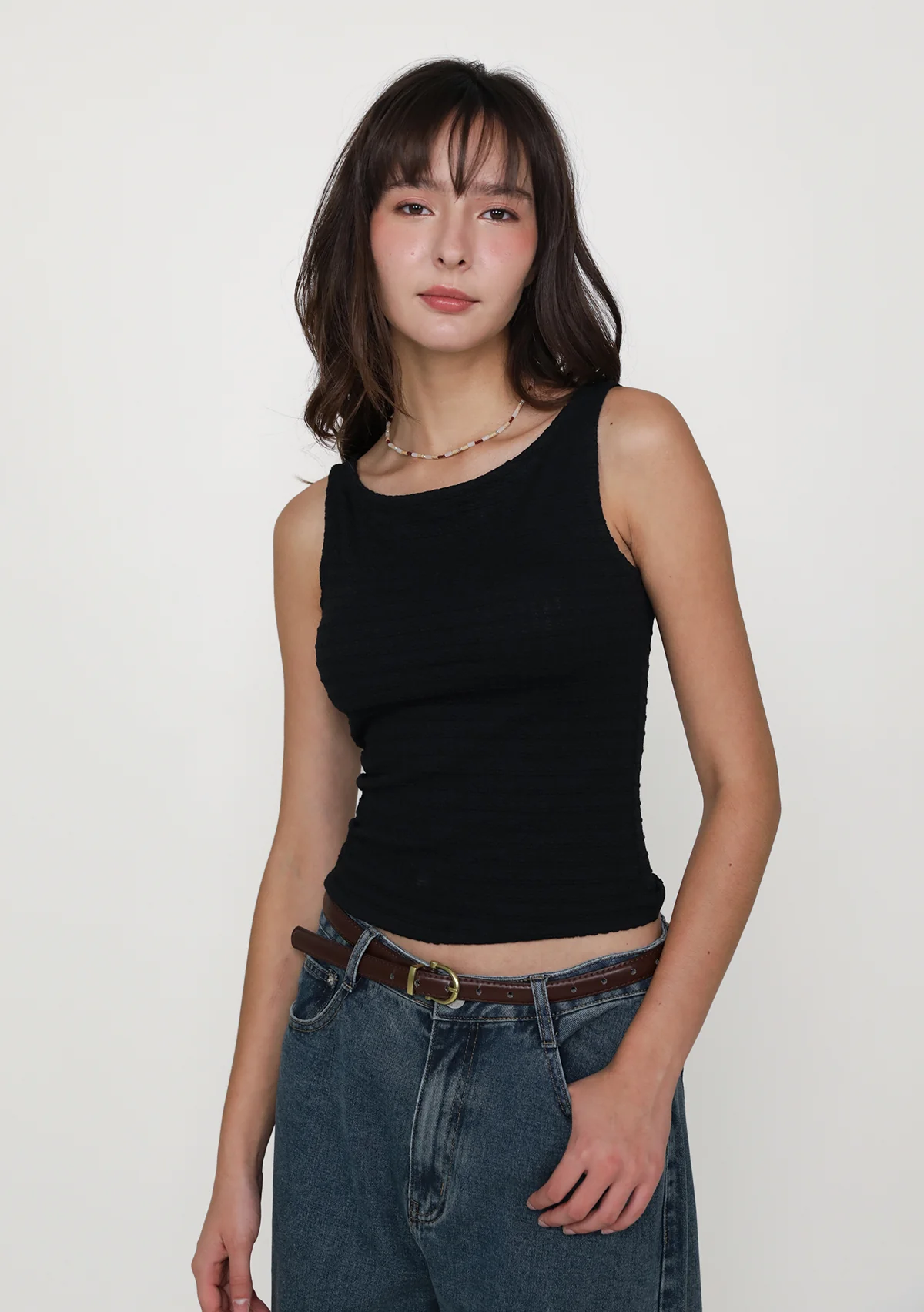 Shayna Textured Boat Neck Padded Top - Image 9