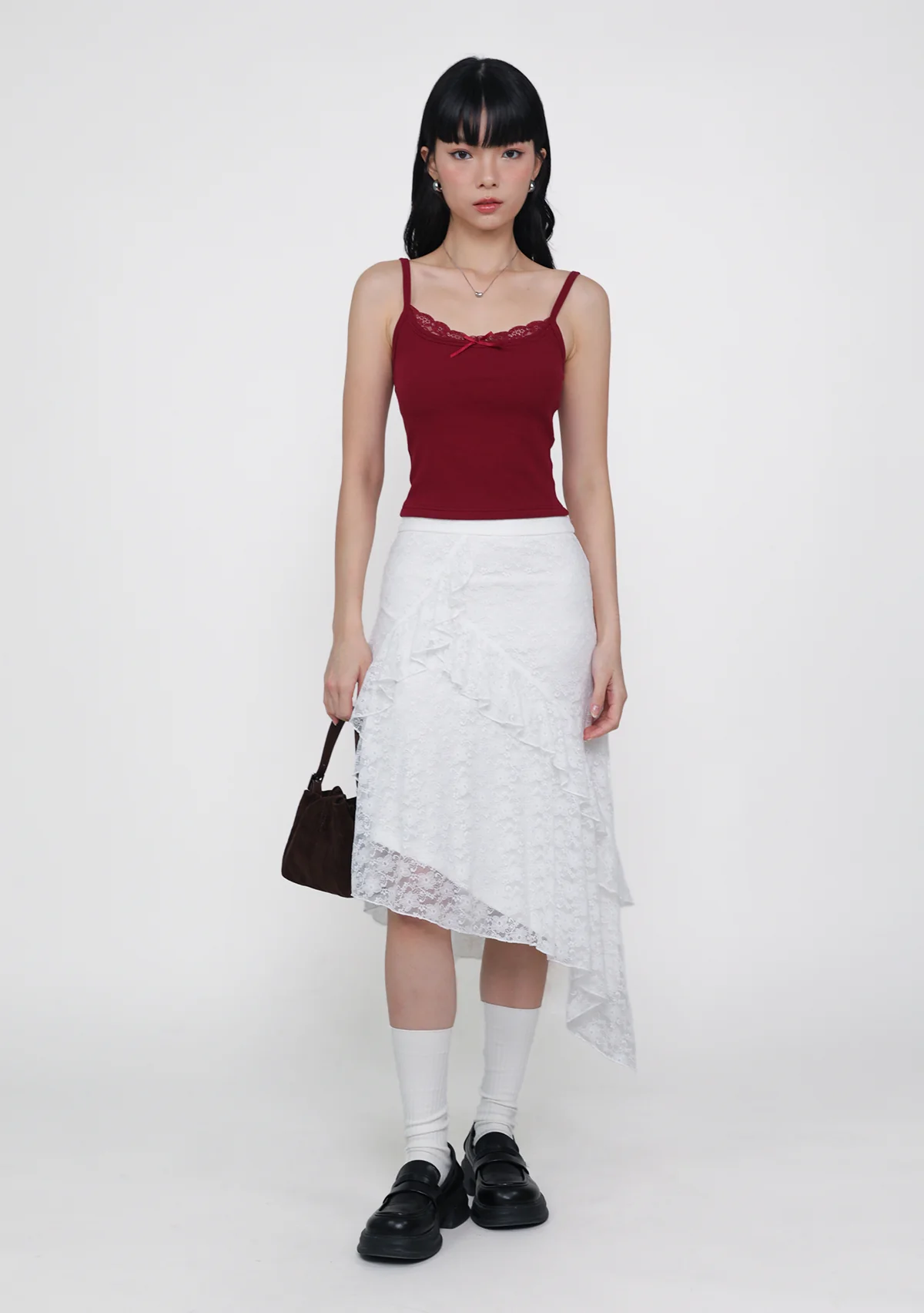 Solène Lace Frills Midi Skirt