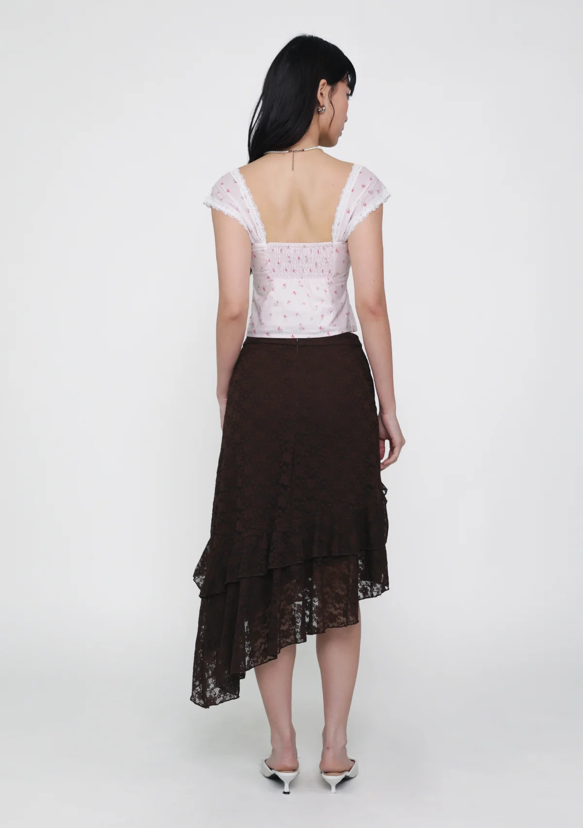 Solène Lace Frills Midi Skirt - Image 10