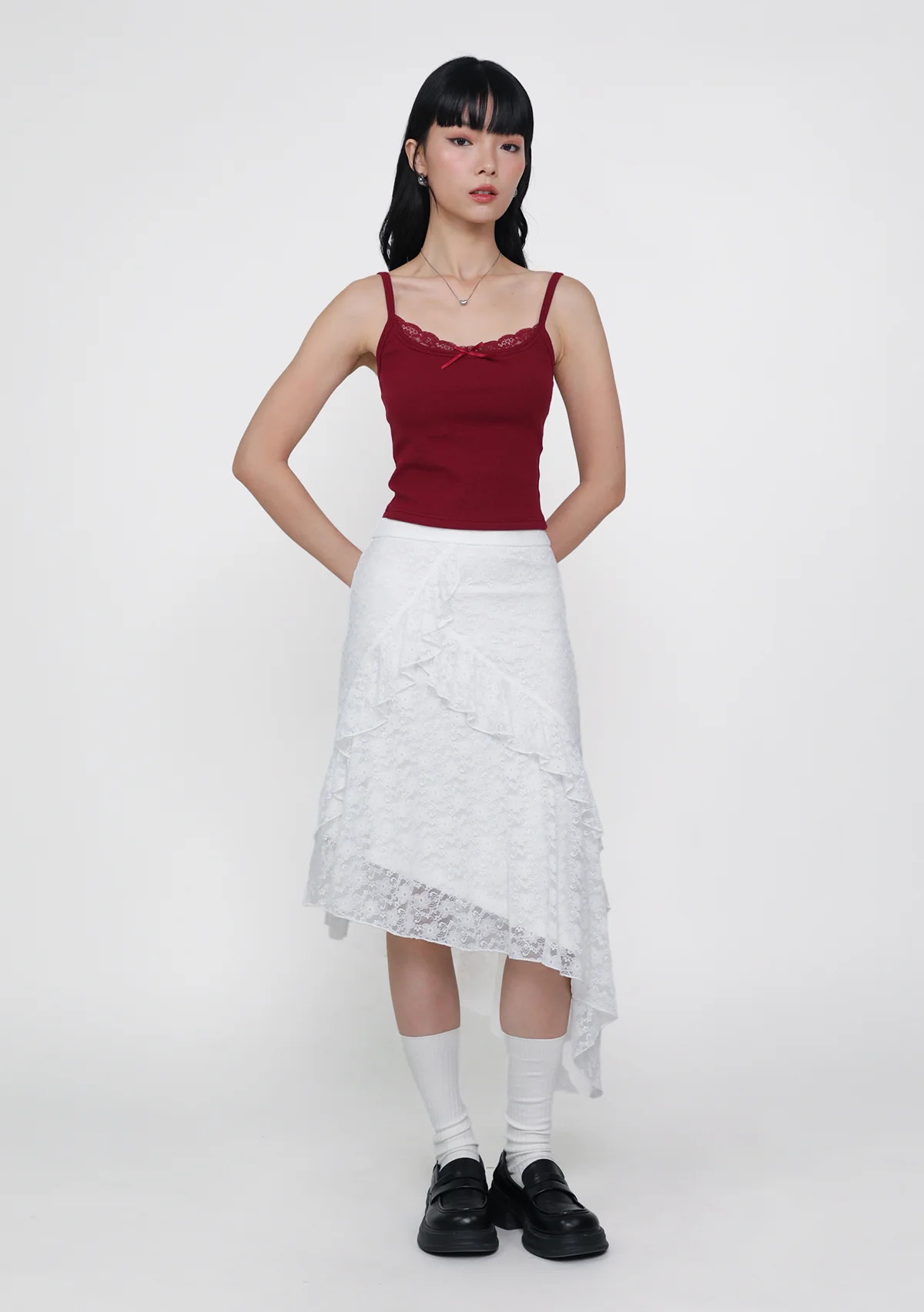 Solène Lace Frills Midi Skirt - Image 4
