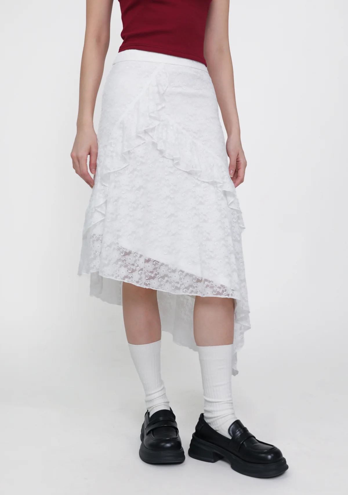 Solène Lace Frills Midi Skirt - Image 5