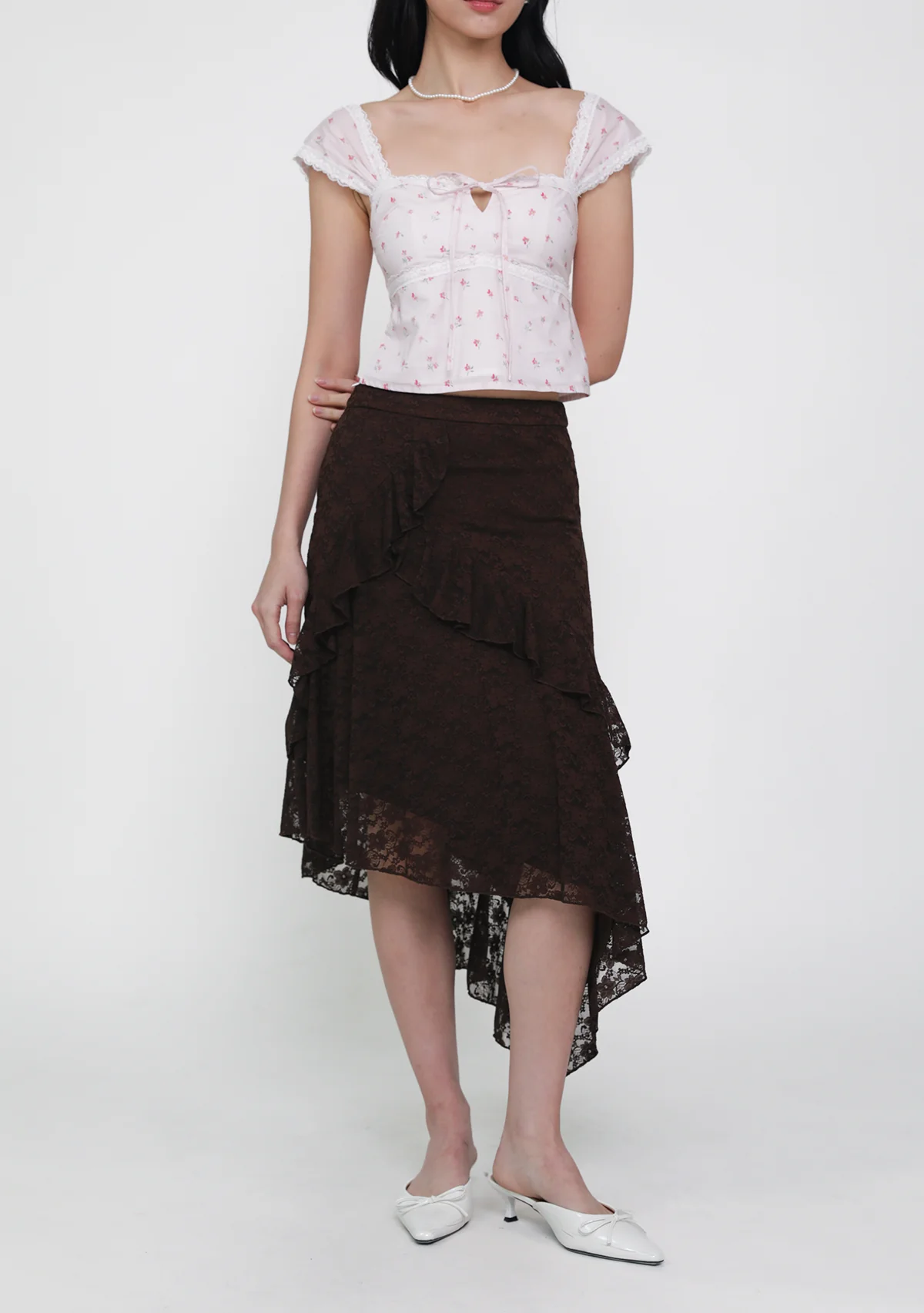 Solène Lace Frills Midi Skirt - Image 7